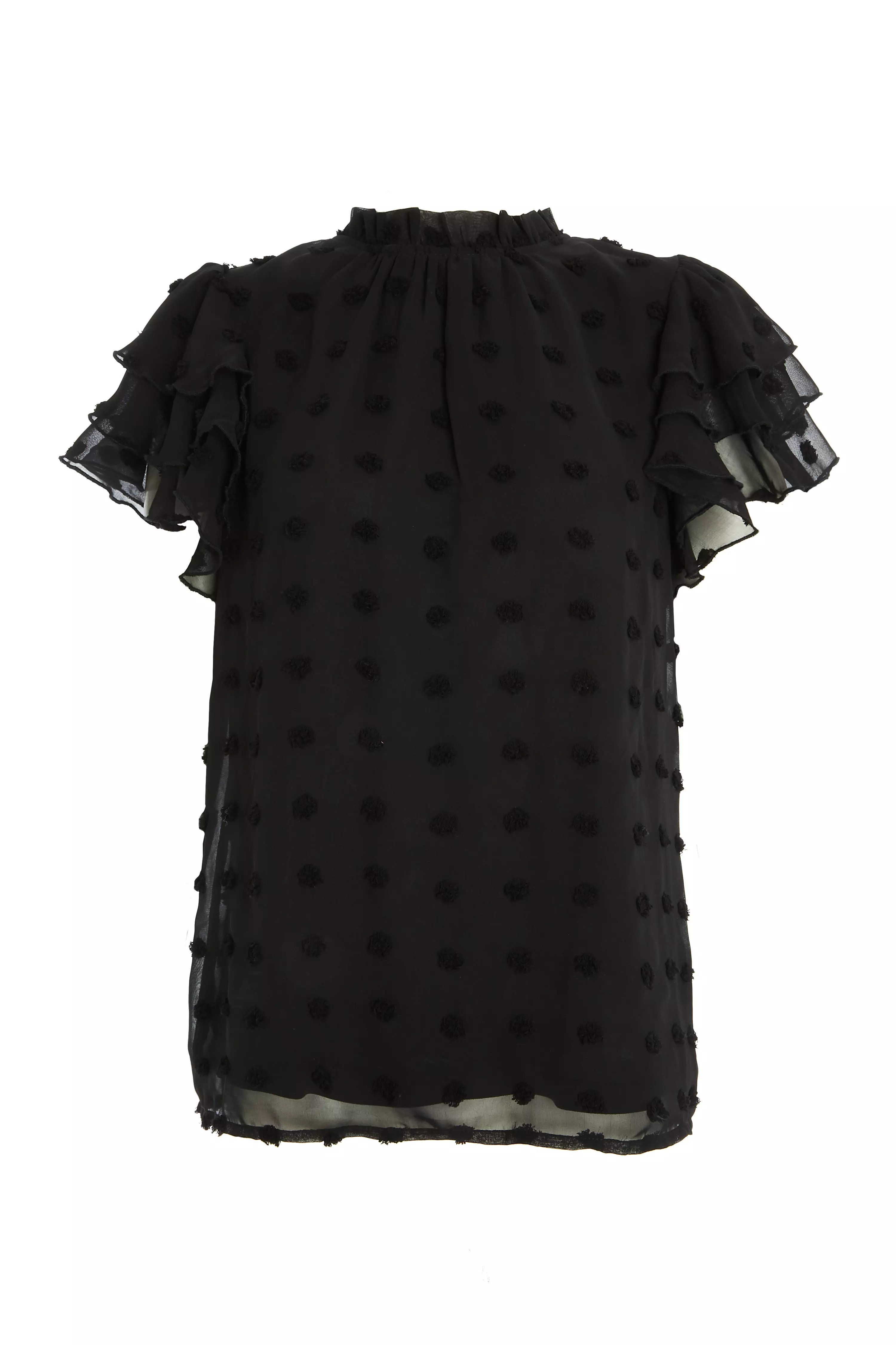 Black Mesh Frill Top