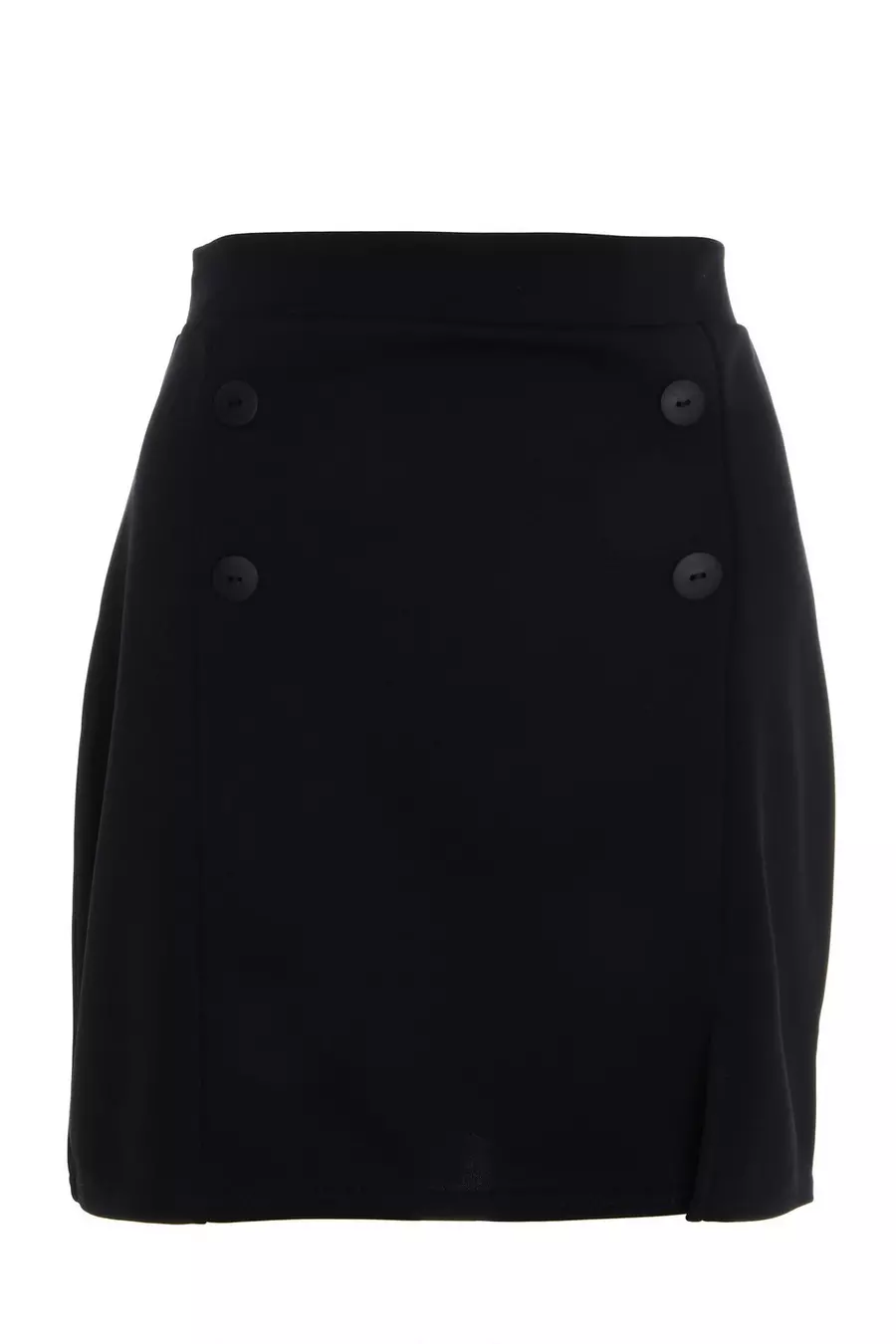 Black Button Front Mini Skirt QUIZ Clothing