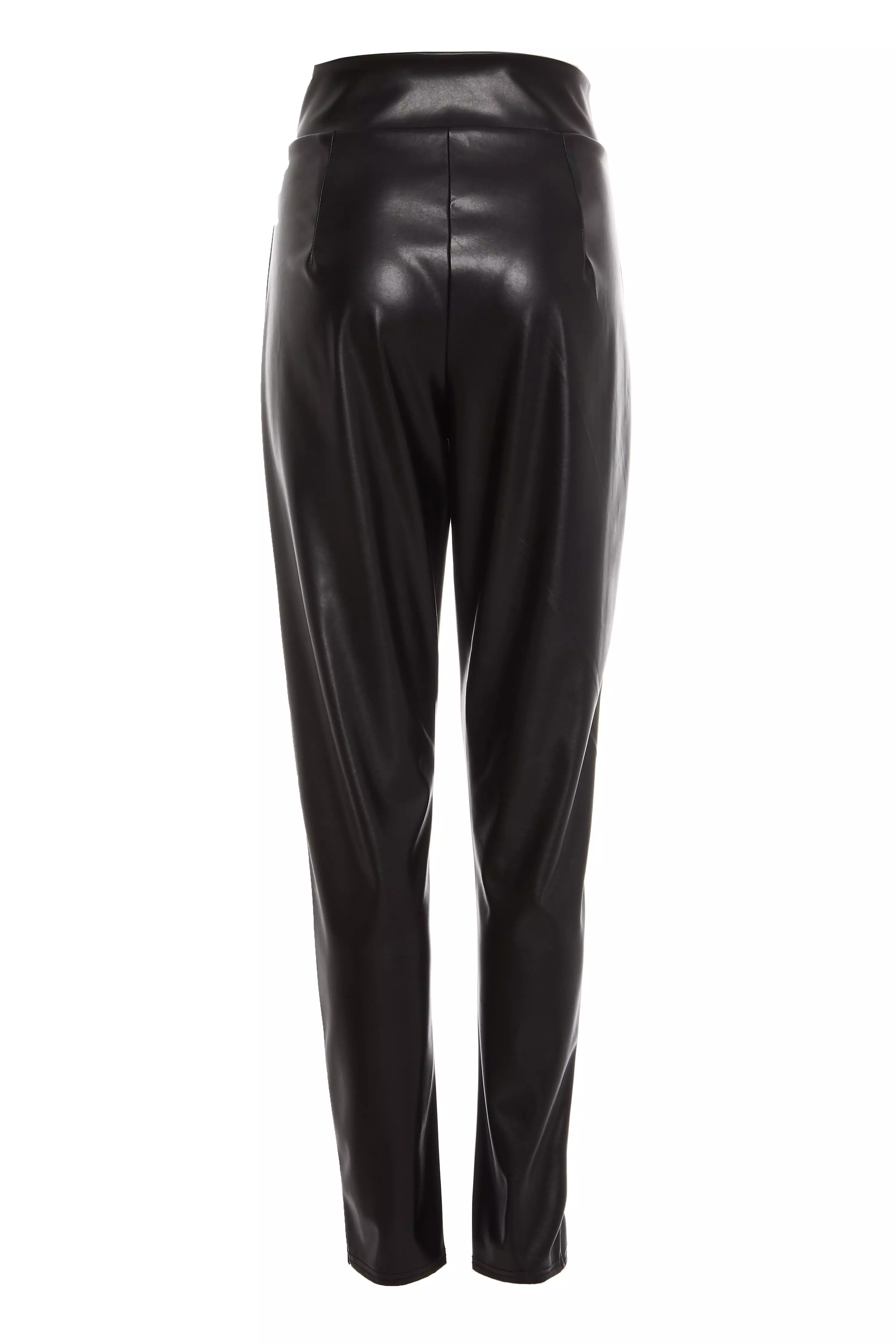 Black Faux Leather Chain Leggings