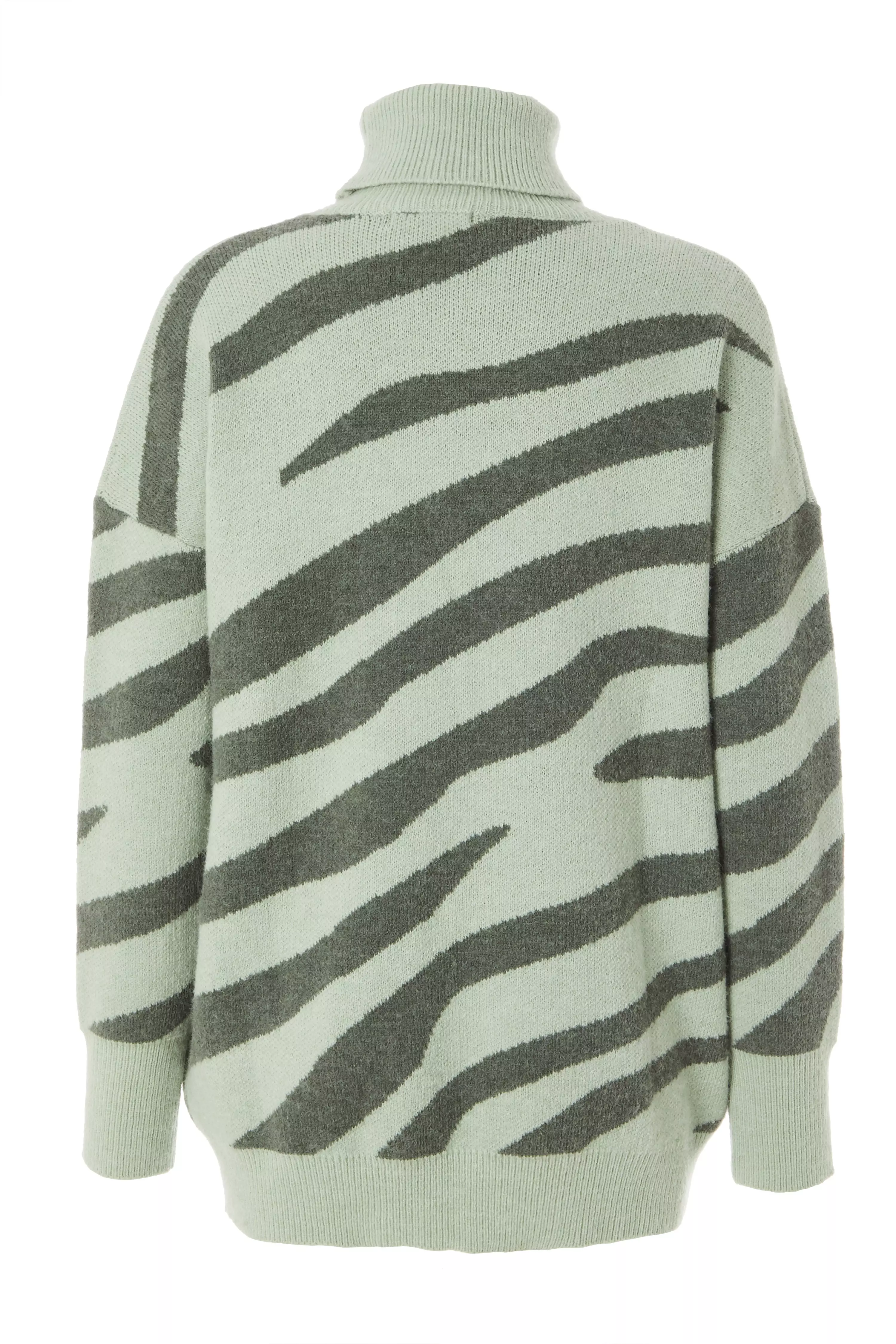 Sage Zebra Print Knitted Jumper