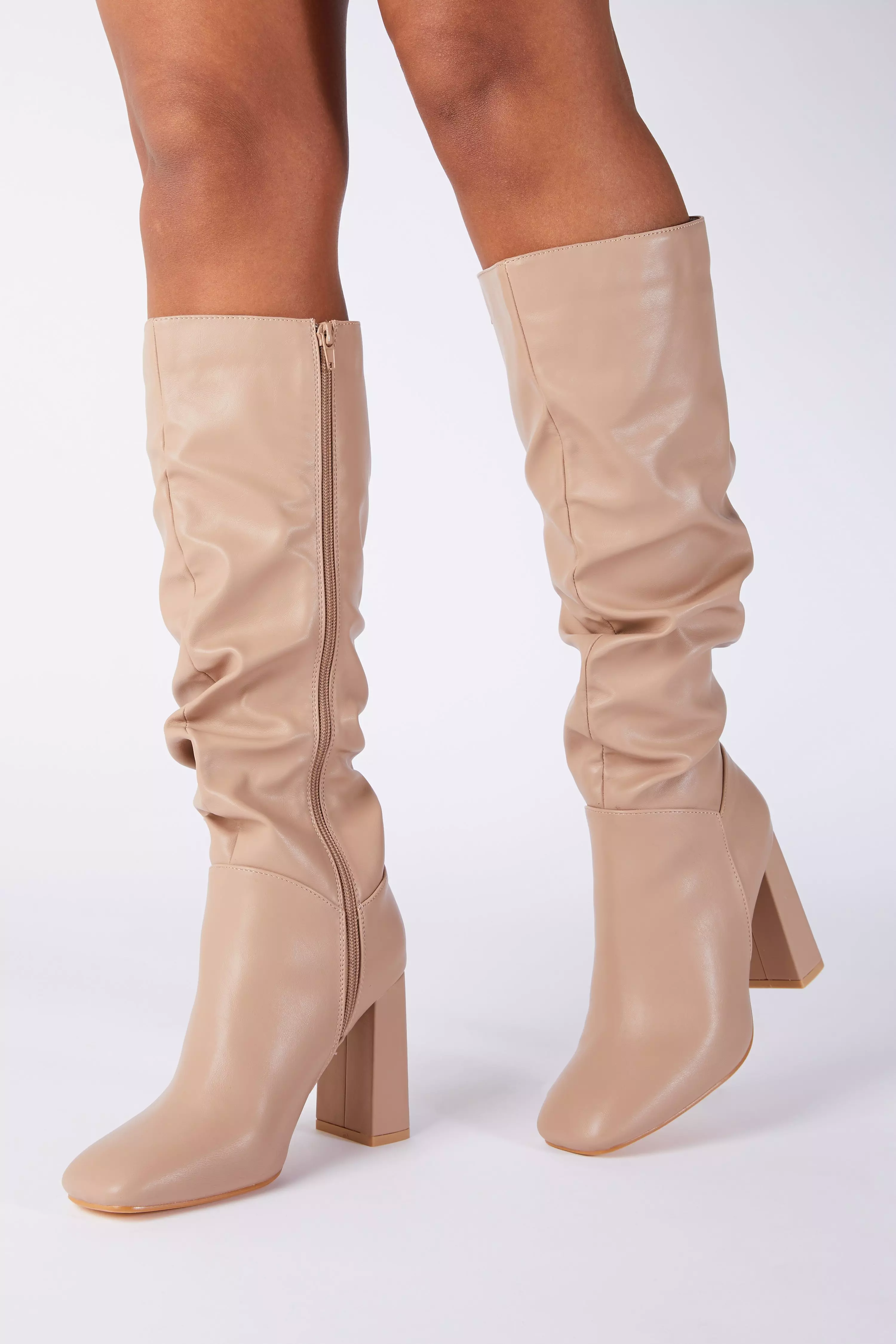 Ruched leather outlet boots