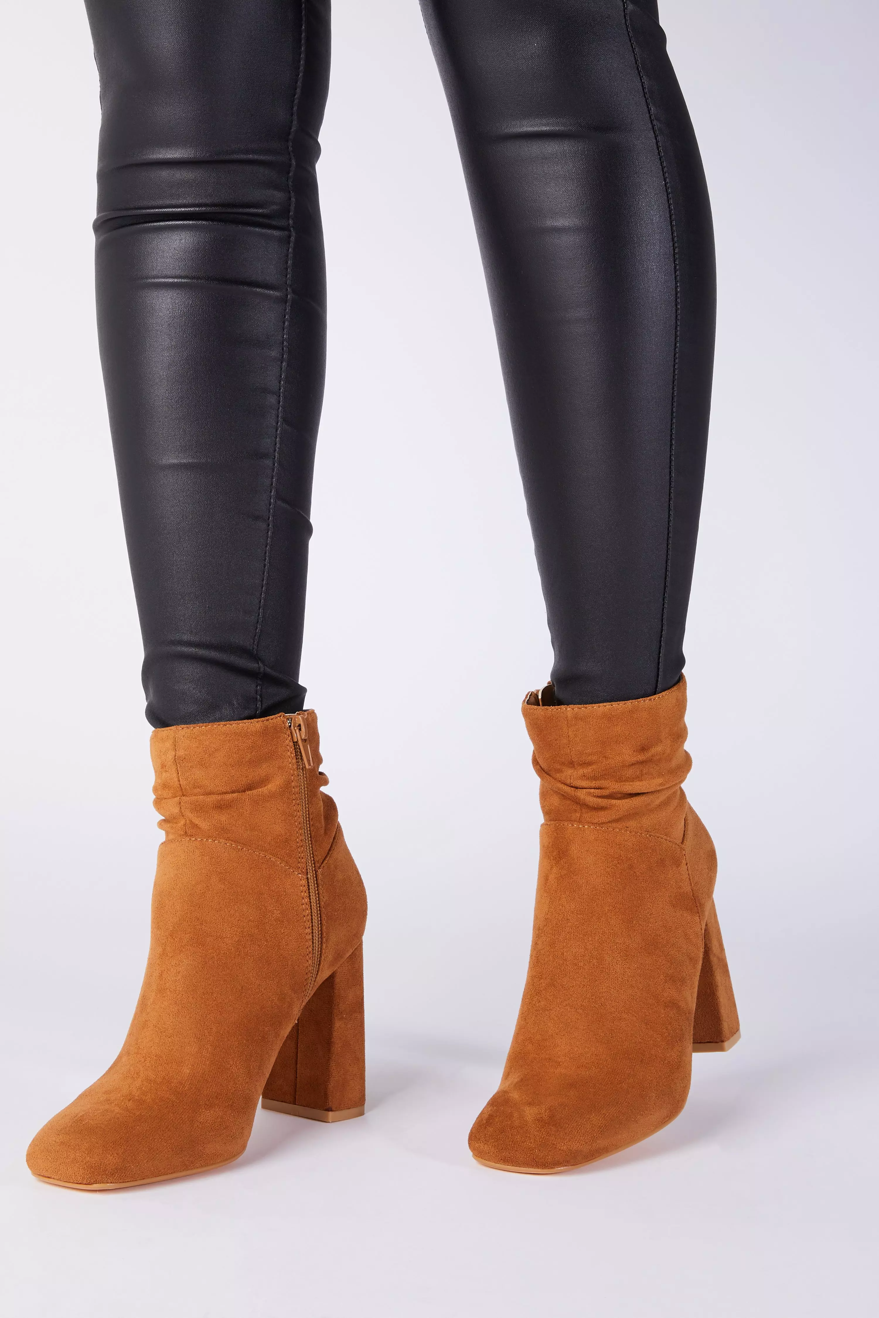 Tan ruched 2025 ankle boots