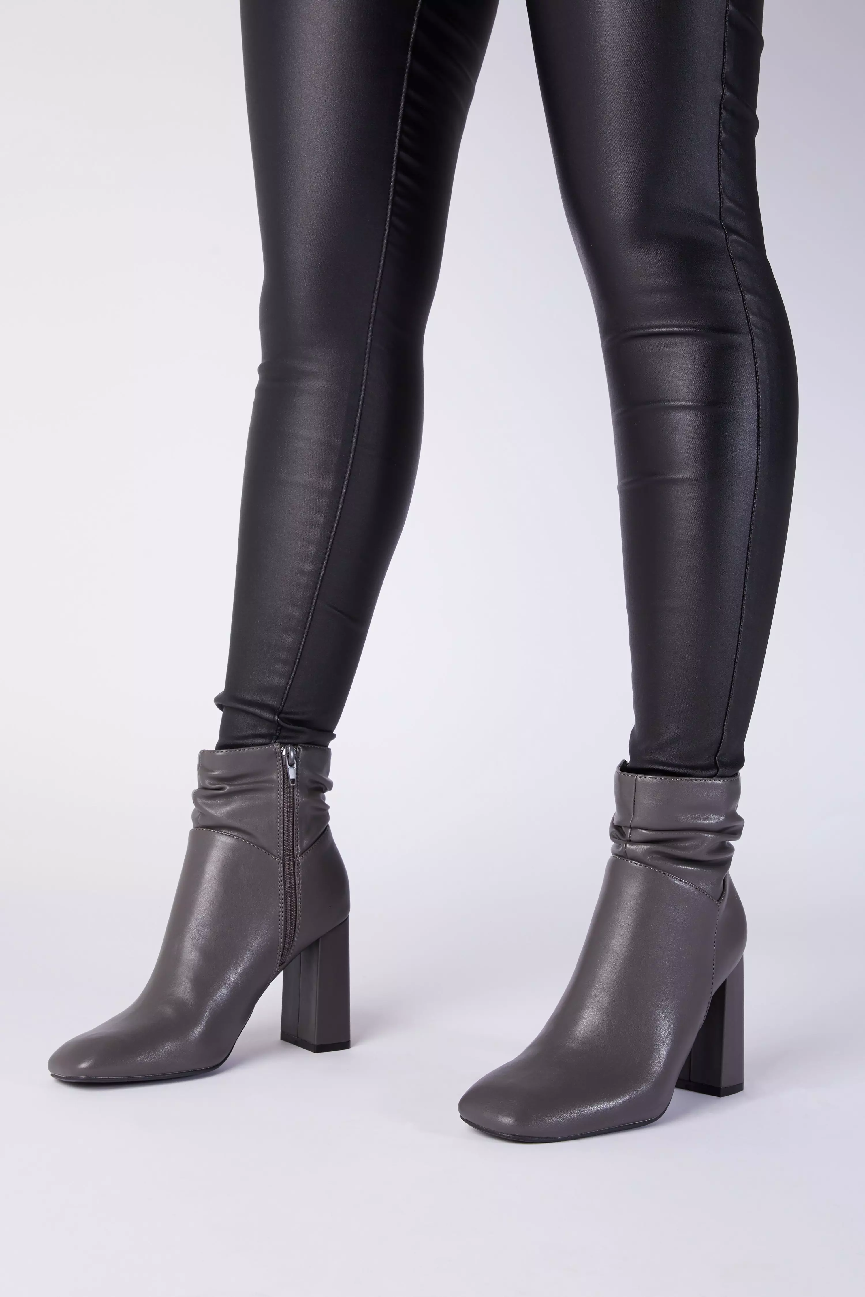 Black Ruched Ankle Boots