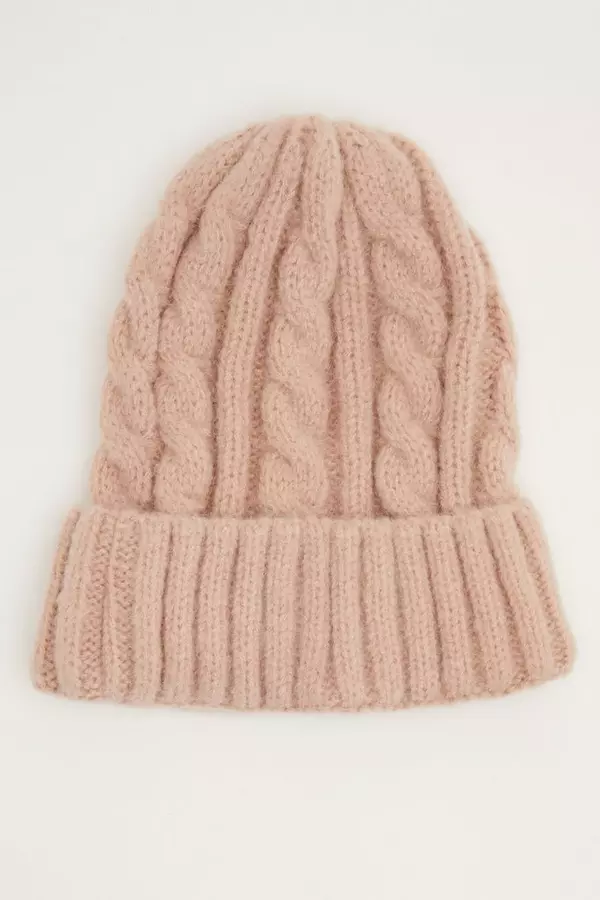 Pink Knit Beanie Hat