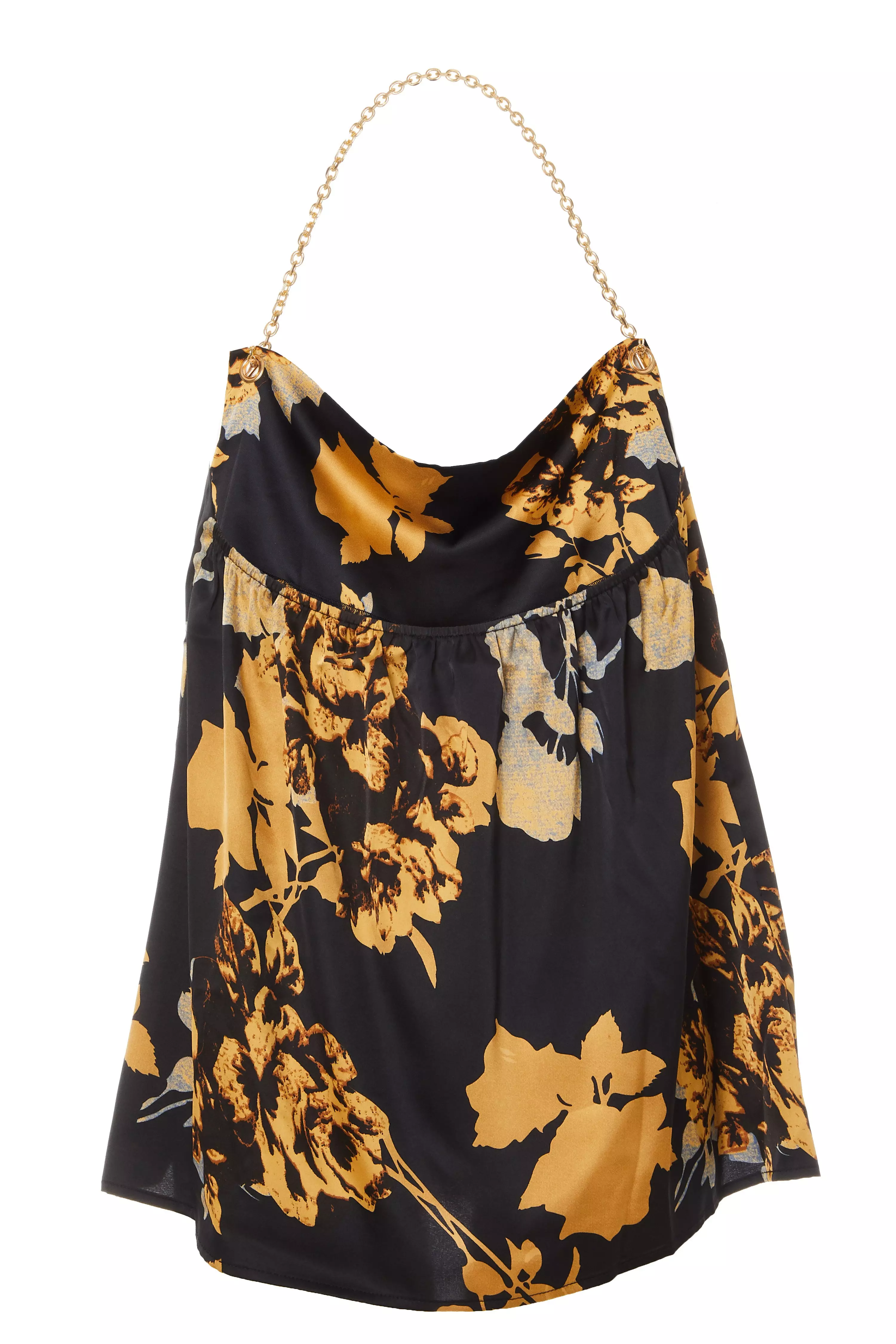 Black Floral Satin Top