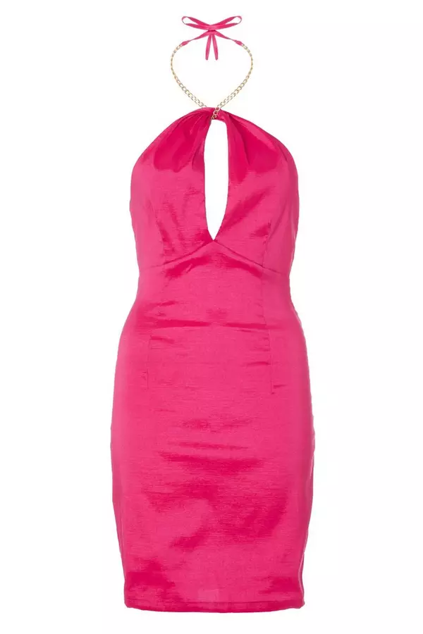 Pink Chain Halterneck Dress