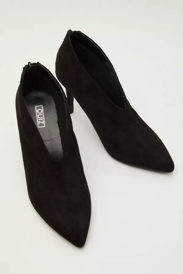 Black Faux Suede Shoe Boots
