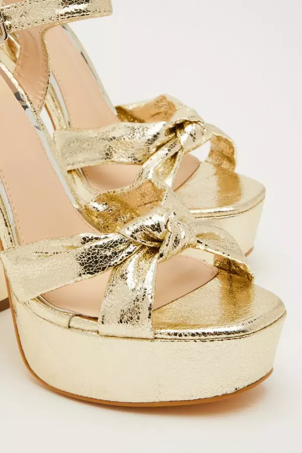 Gold Shimmer Platform Heeled Sandals