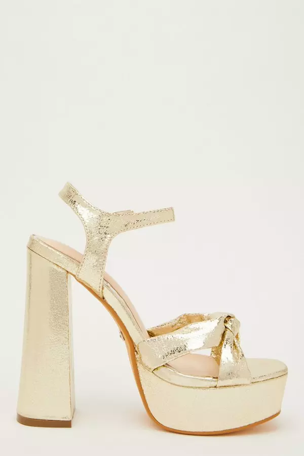 Gold Shimmer Platform Heeled Sandals