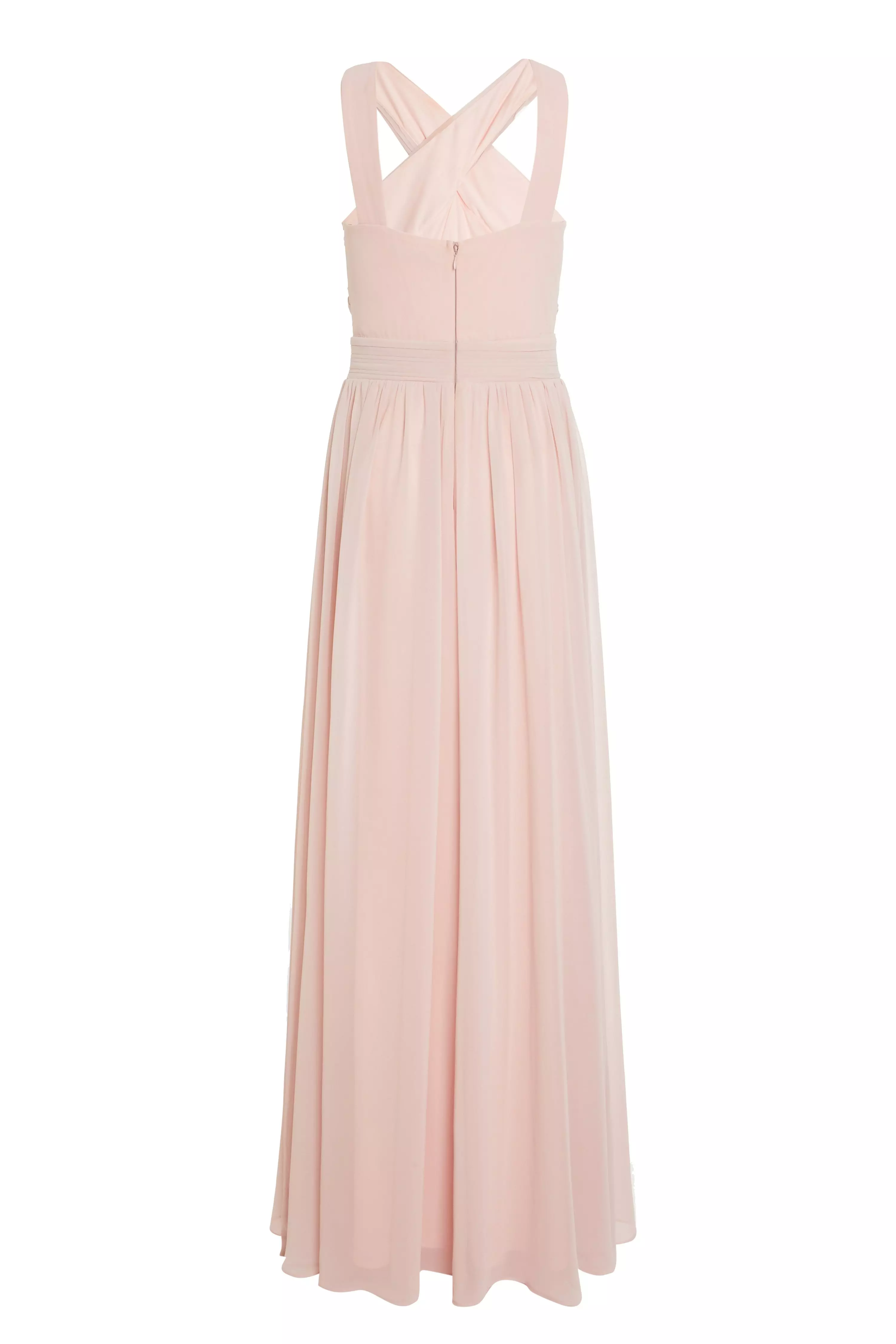 Pink Chiffon Cross Front Maxi Dress