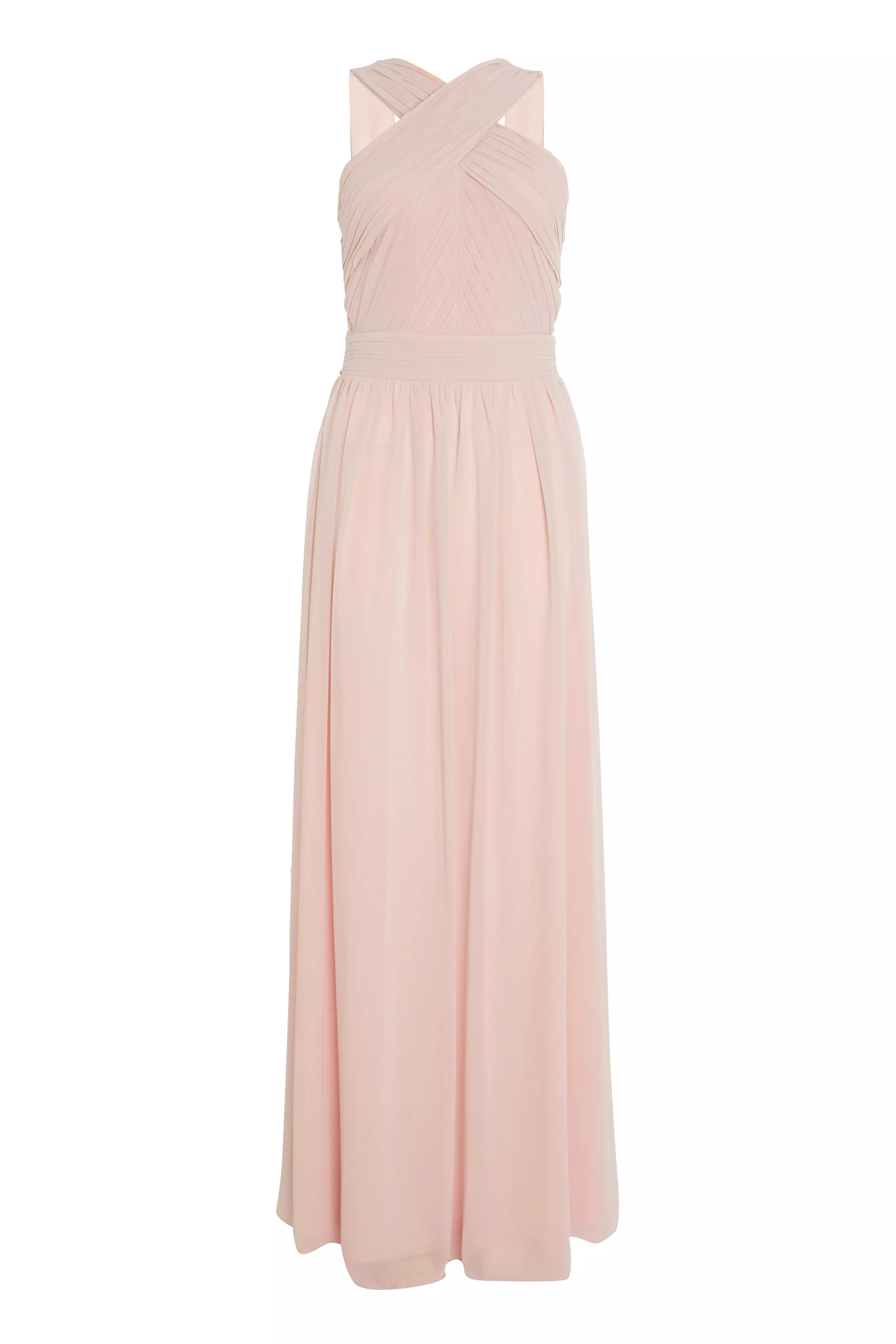 Pink Chiffon Cross Front Maxi Dress