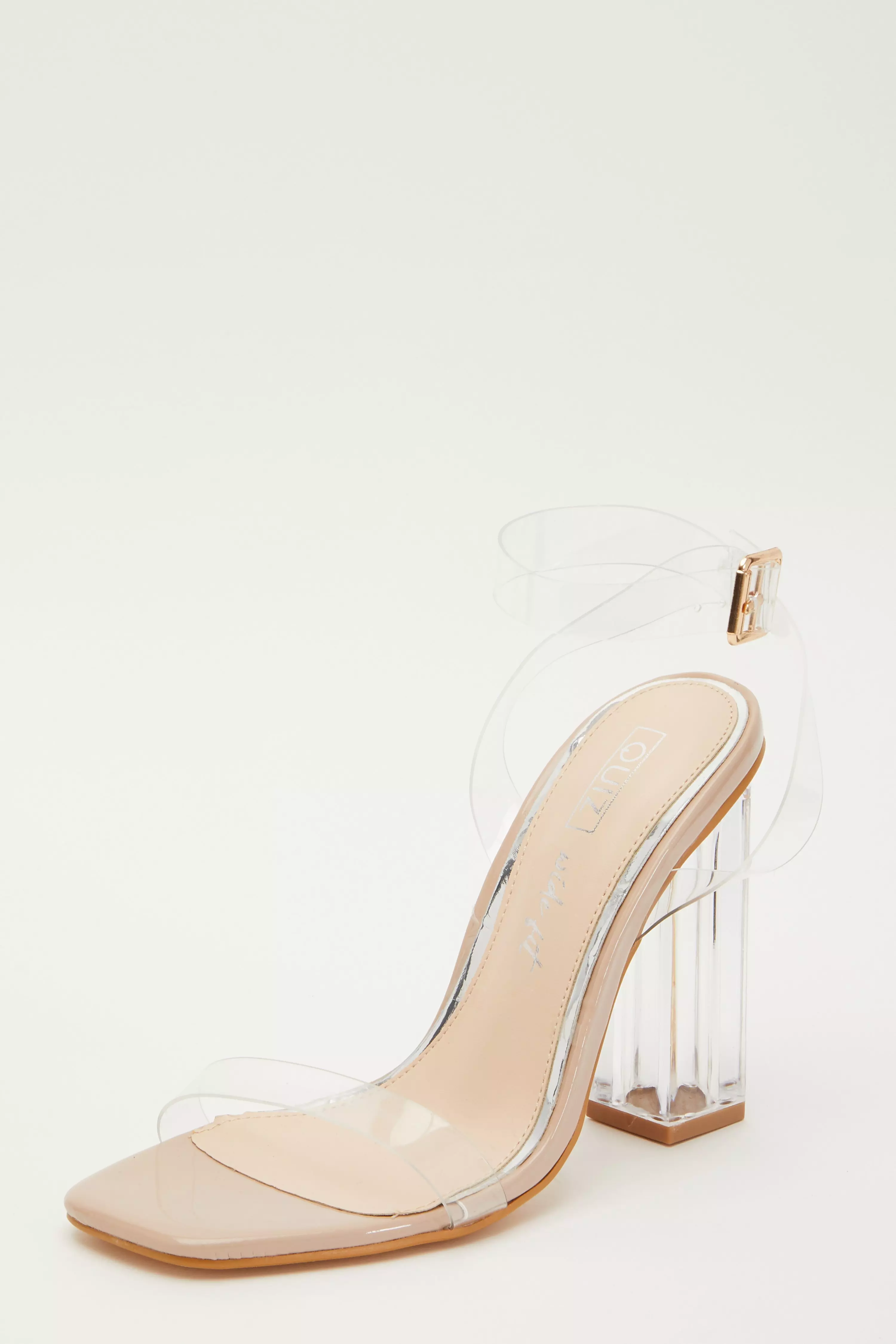 Wide Fit Square Toe Clear Heeled Sandal