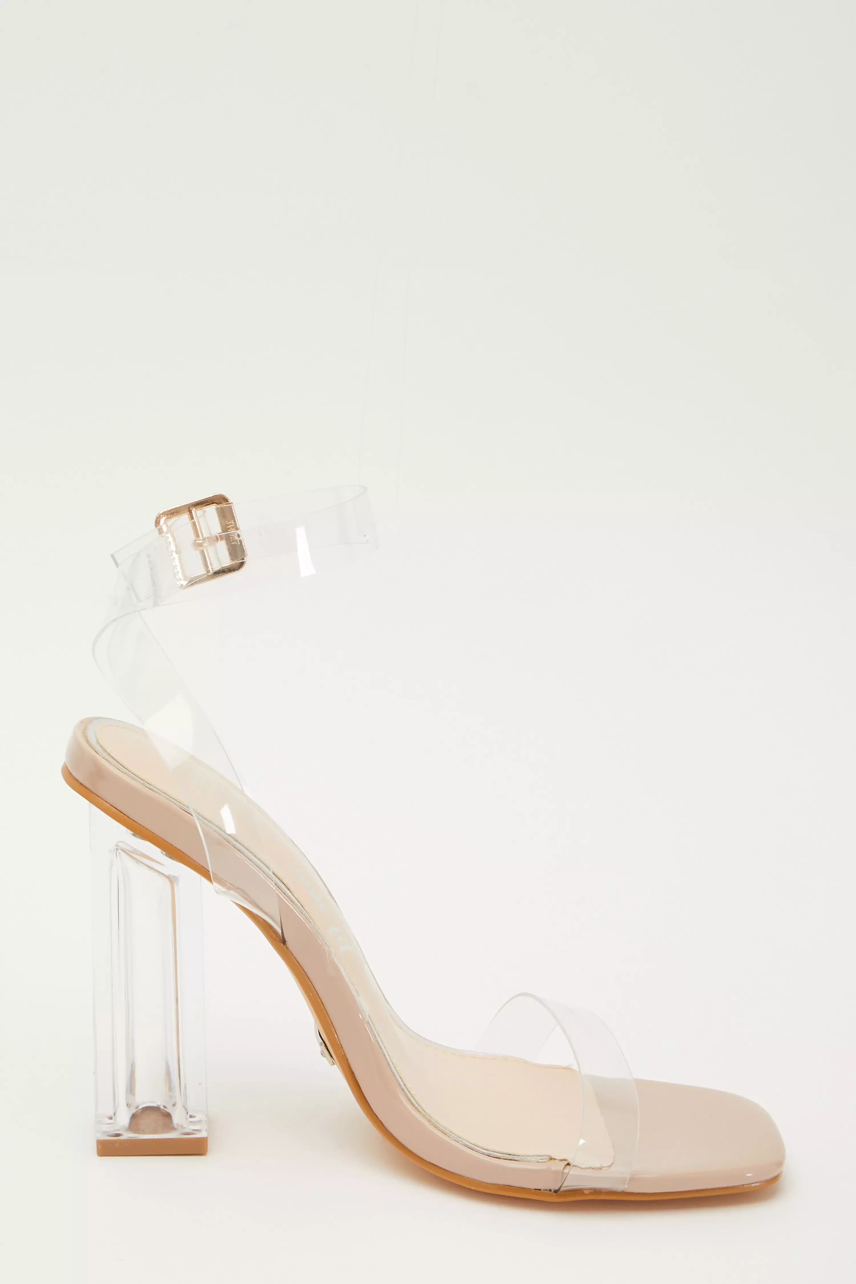 Wide Fit Square Toe Clear Heeled Sandal