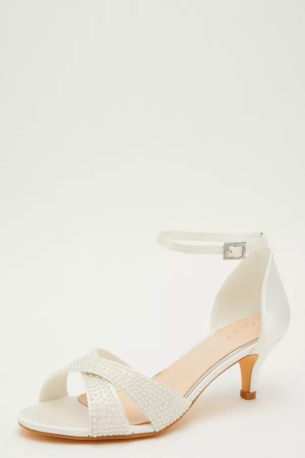 Bridal Wide Fit White Heeled Sandals