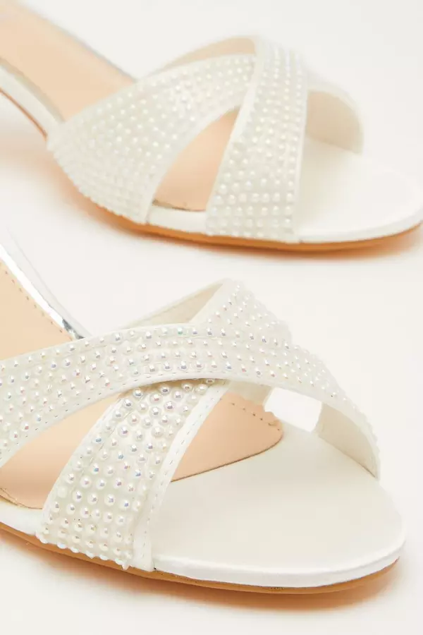 Bridal Wide Fit White Heeled Sandals