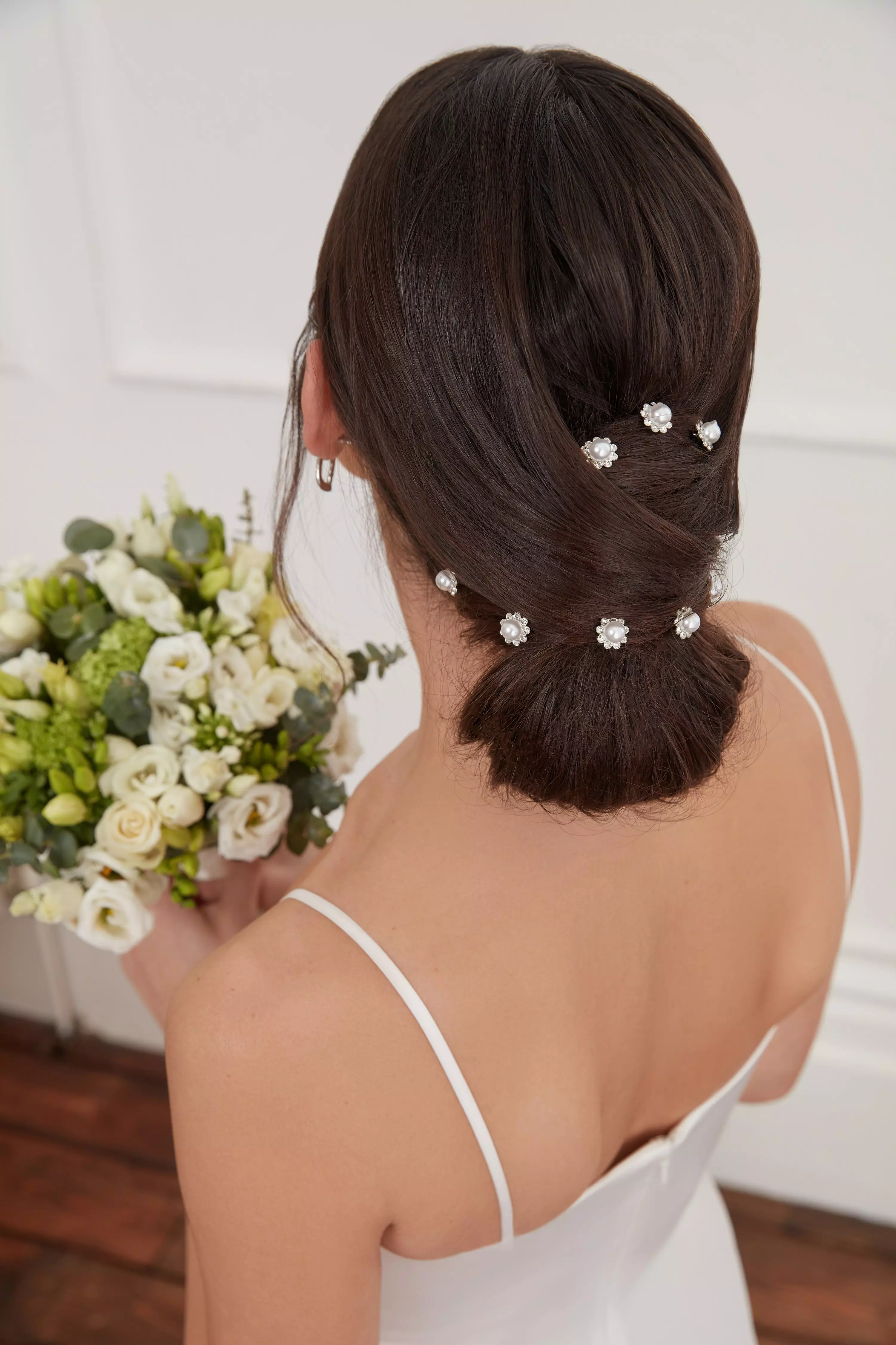 Silver Pearl Diamante Hair Pins