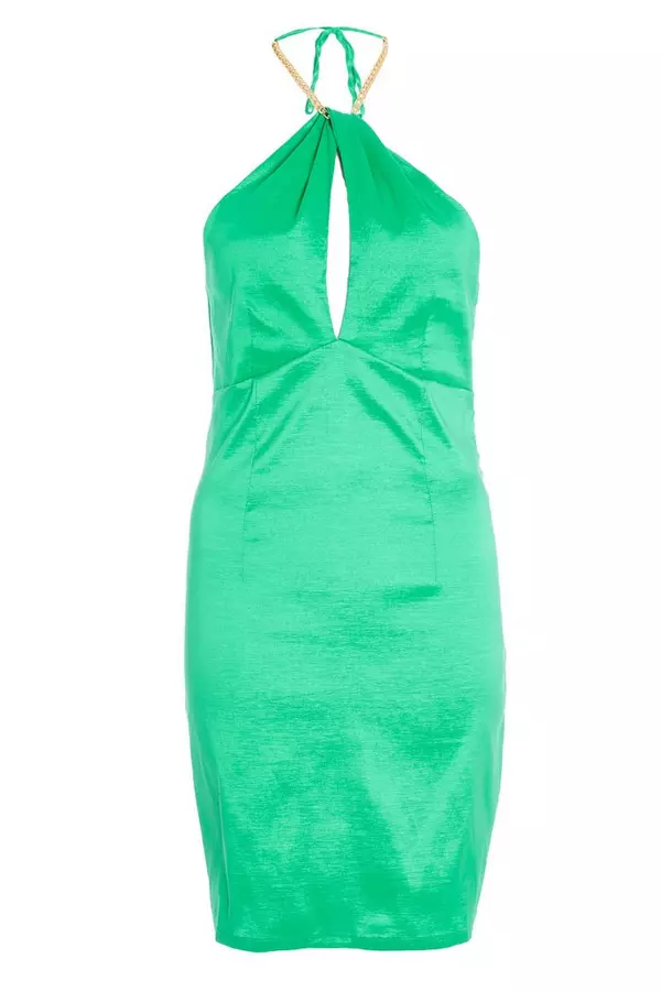 Green Chain Halterneck Dress