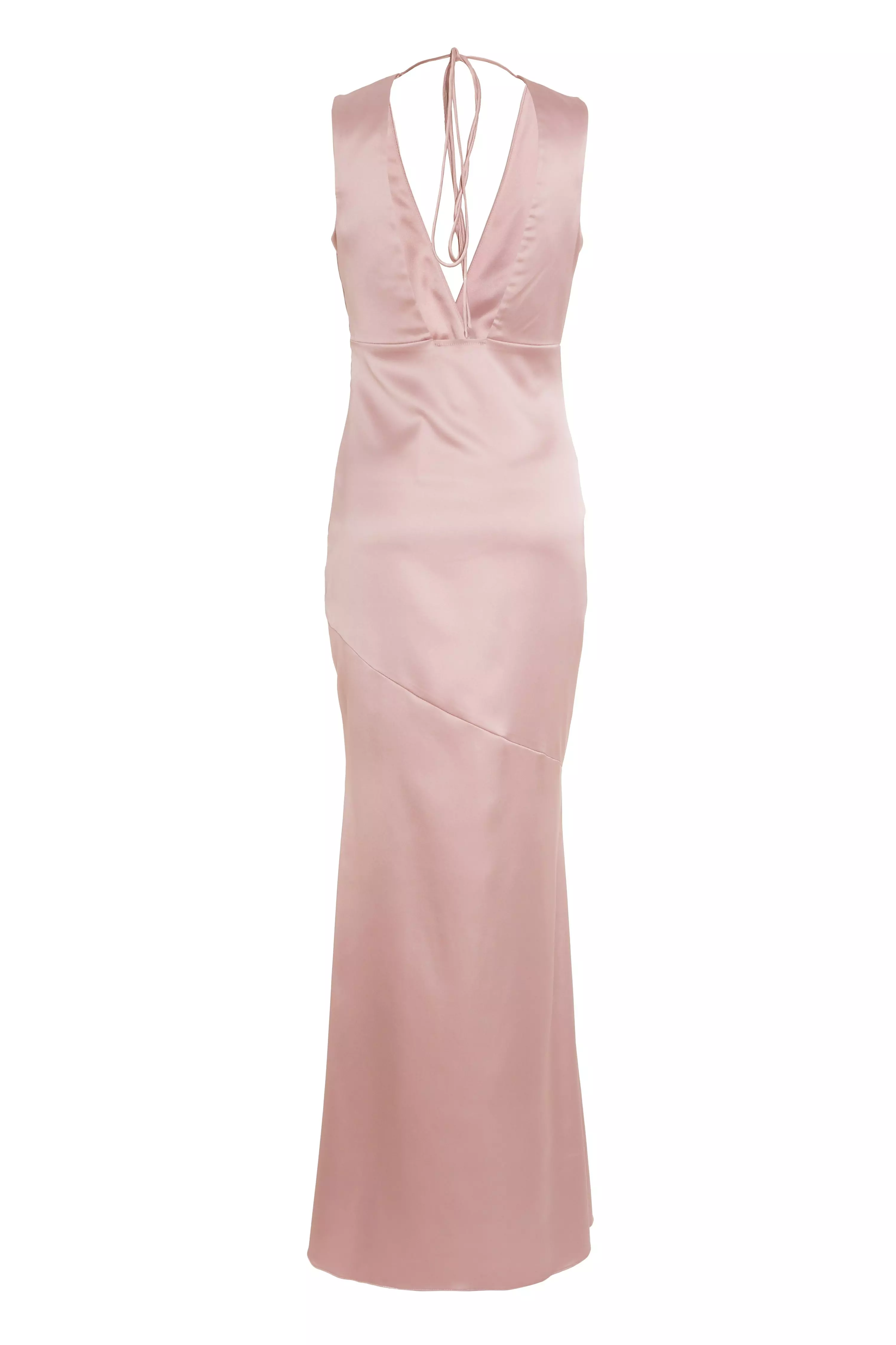 Pink Satin Wrap Maxi Dress