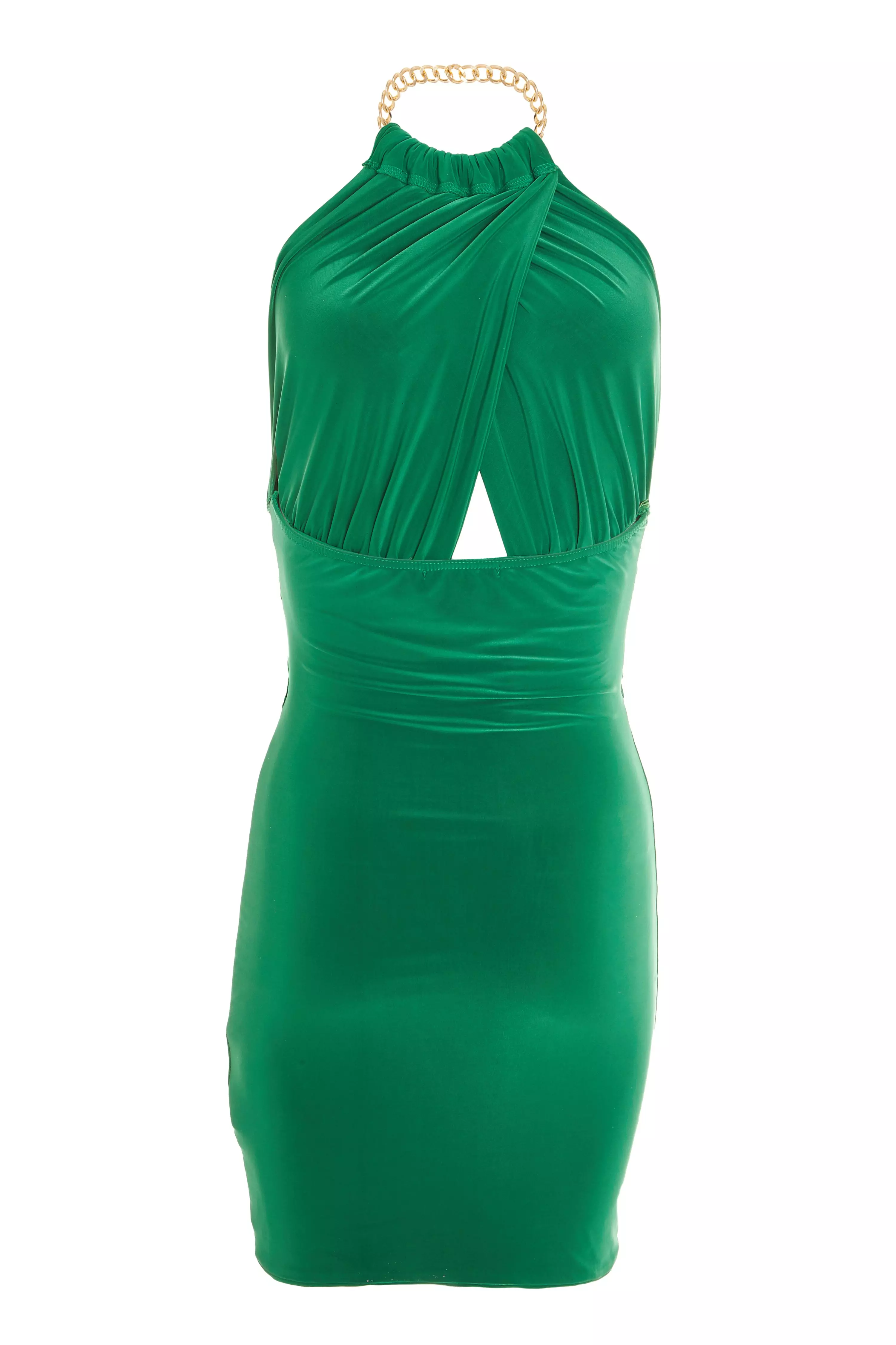 Green Chain Wrap Over Dress