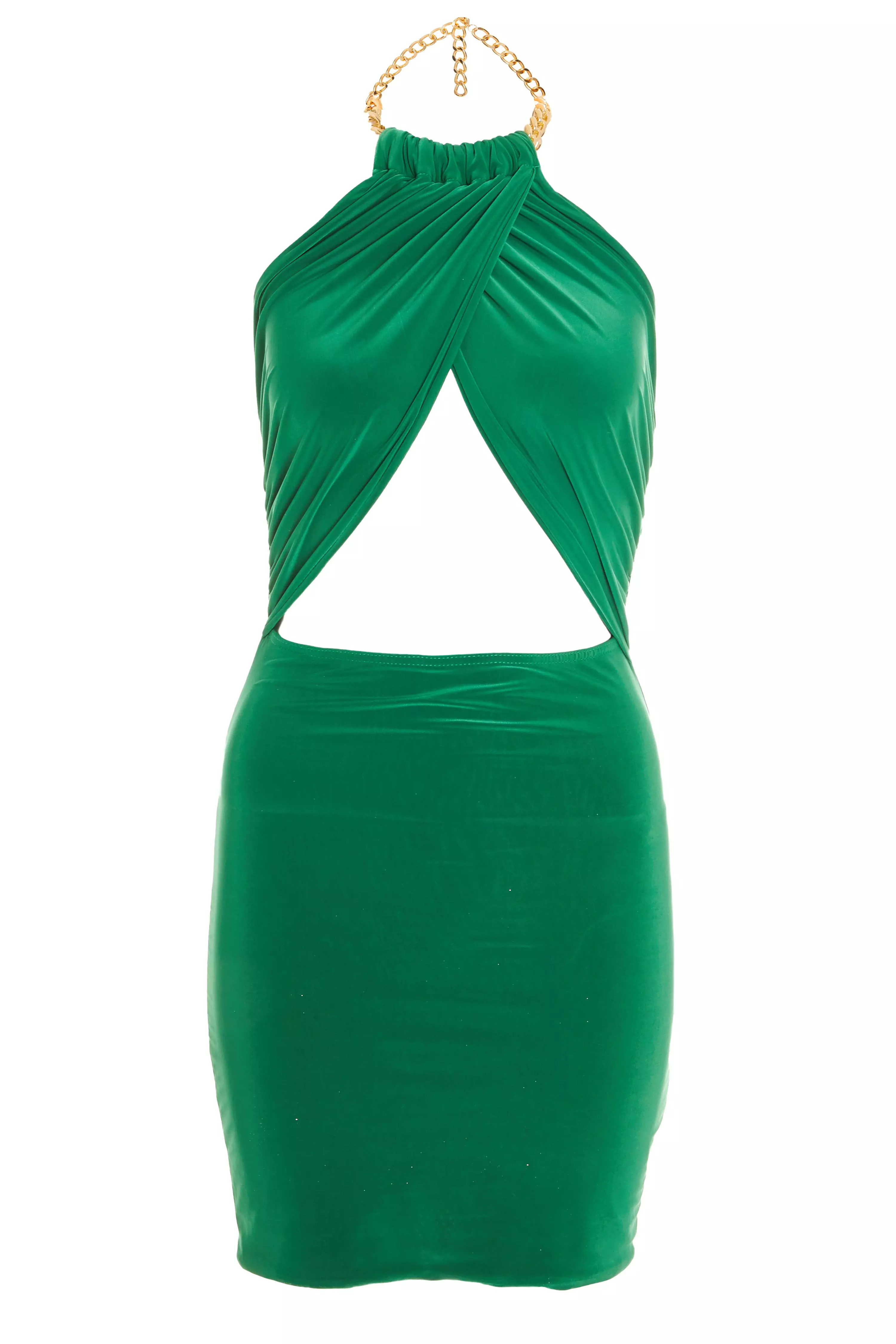 Green Chain Wrap Over Dress