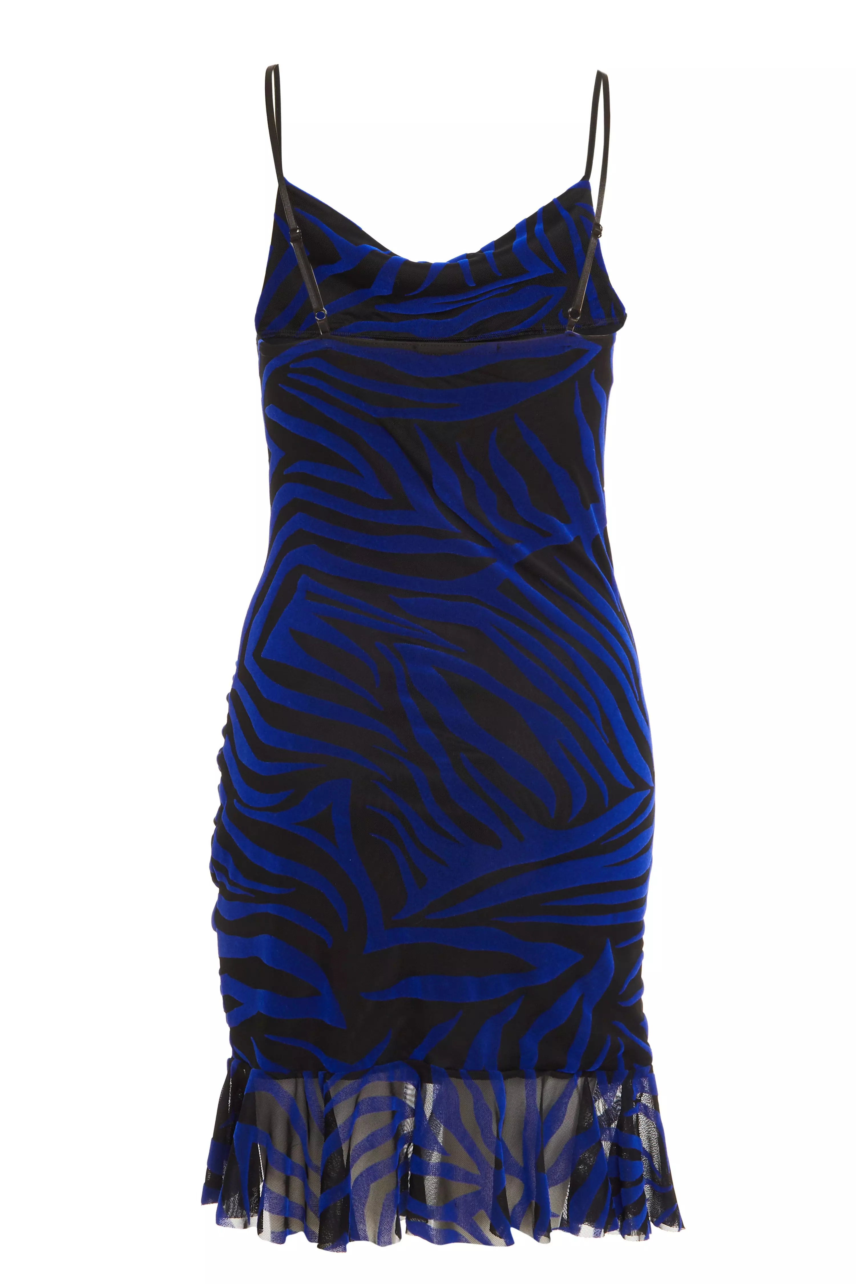 Blue Zebra Print Strappy Bodycon Dress