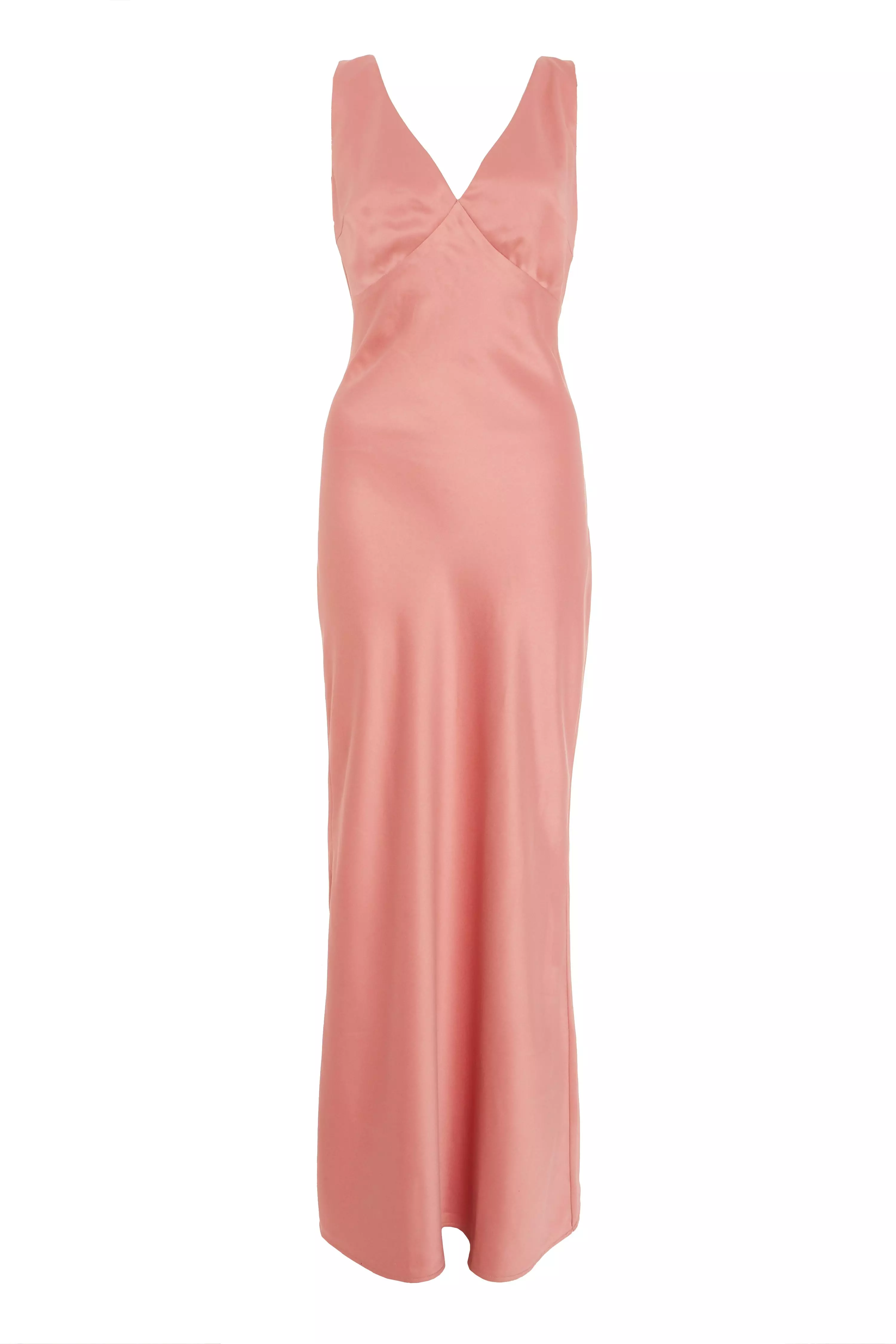 Pink Satin Slip Maxi Dress