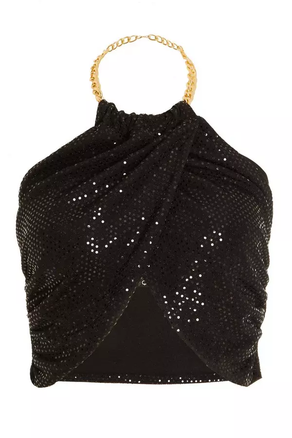 Black Sequin Chain Wrap Over Top