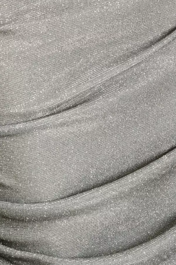 Silver Glitter Ruched Midi Dress