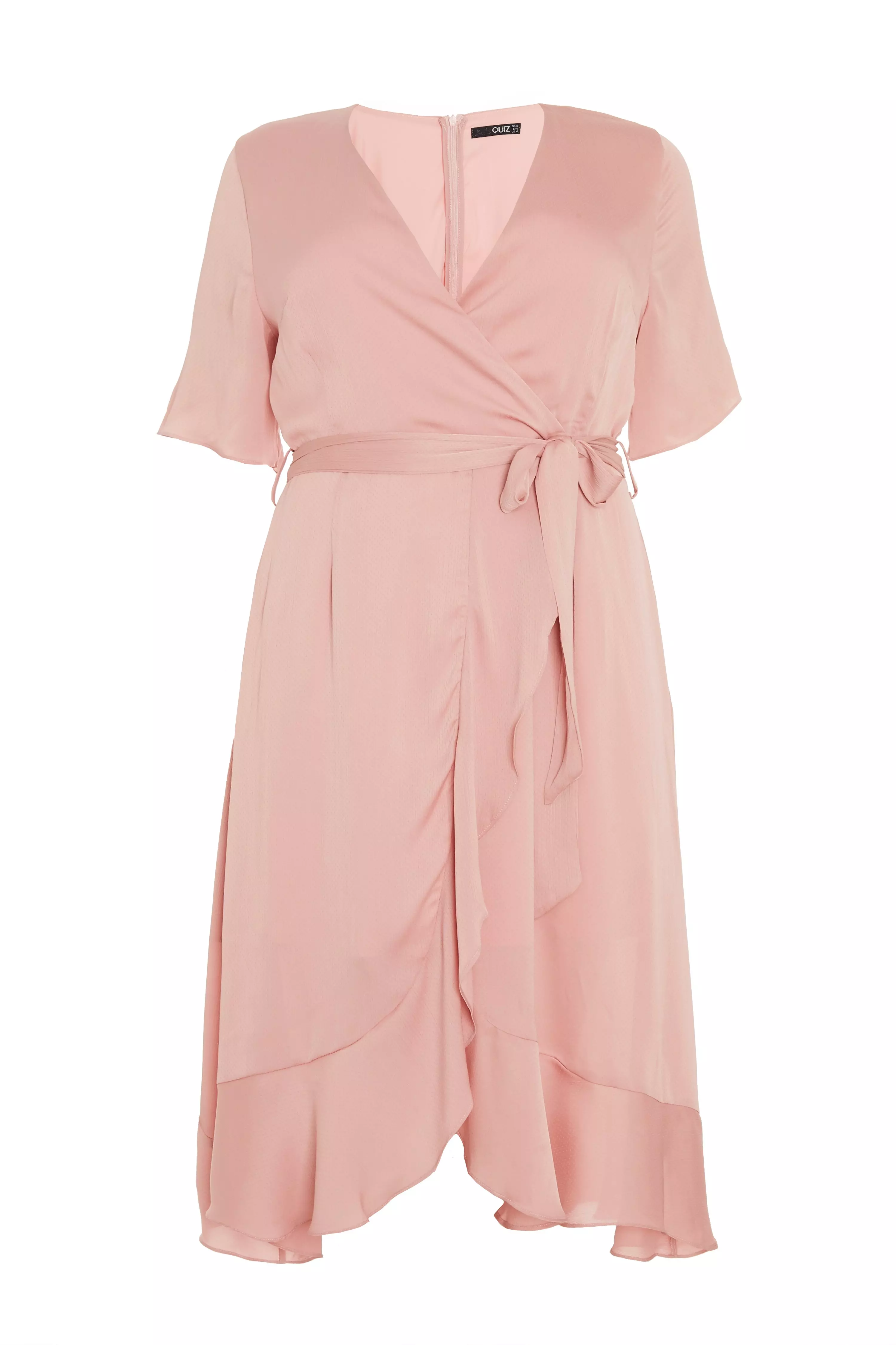 Curve Pink Satin Midi Dress