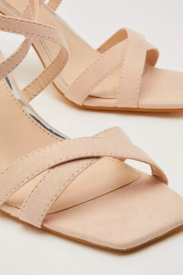 Nude Faux Suede Heeled Sandals