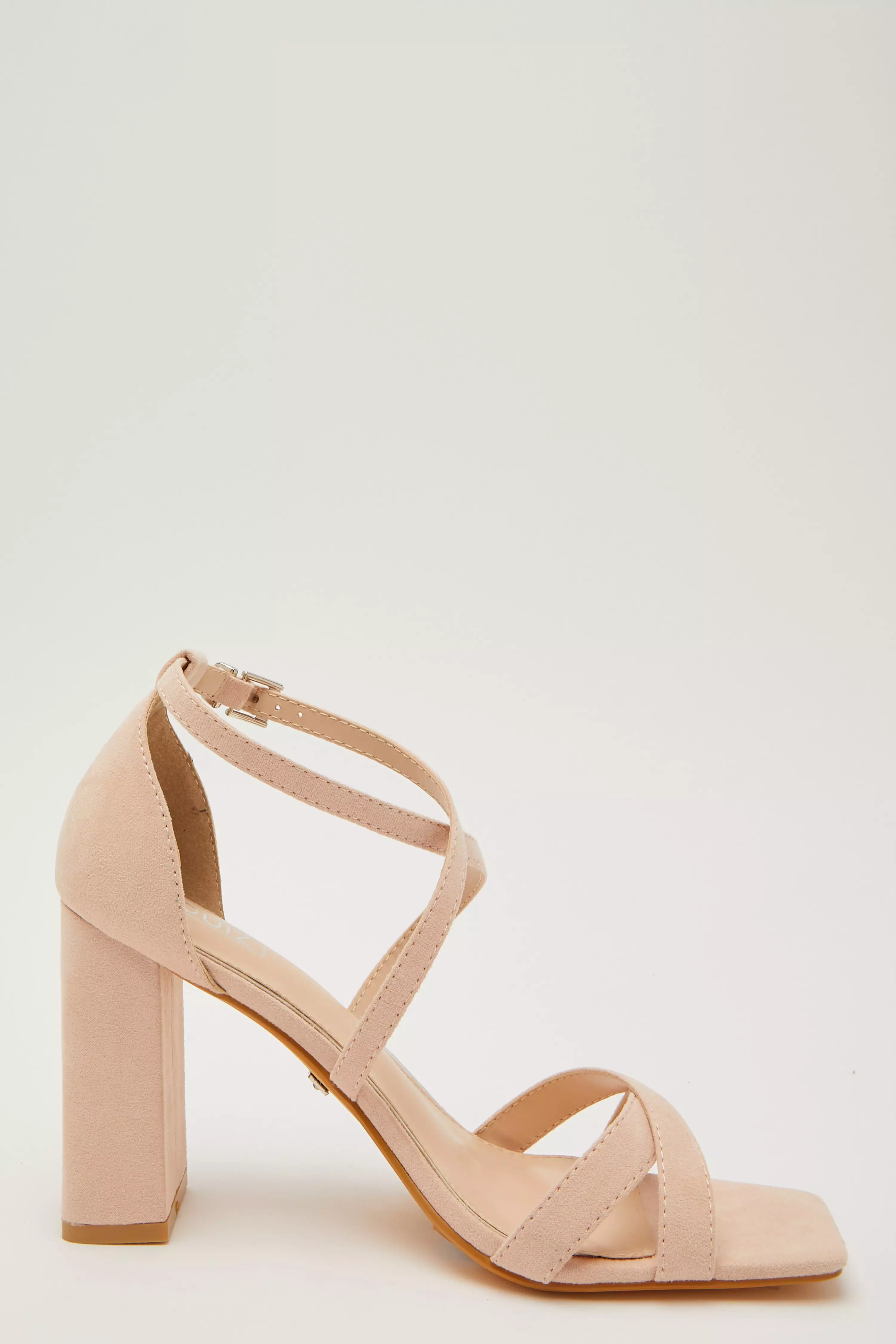 Nude Faux Suede Heeled Sandals