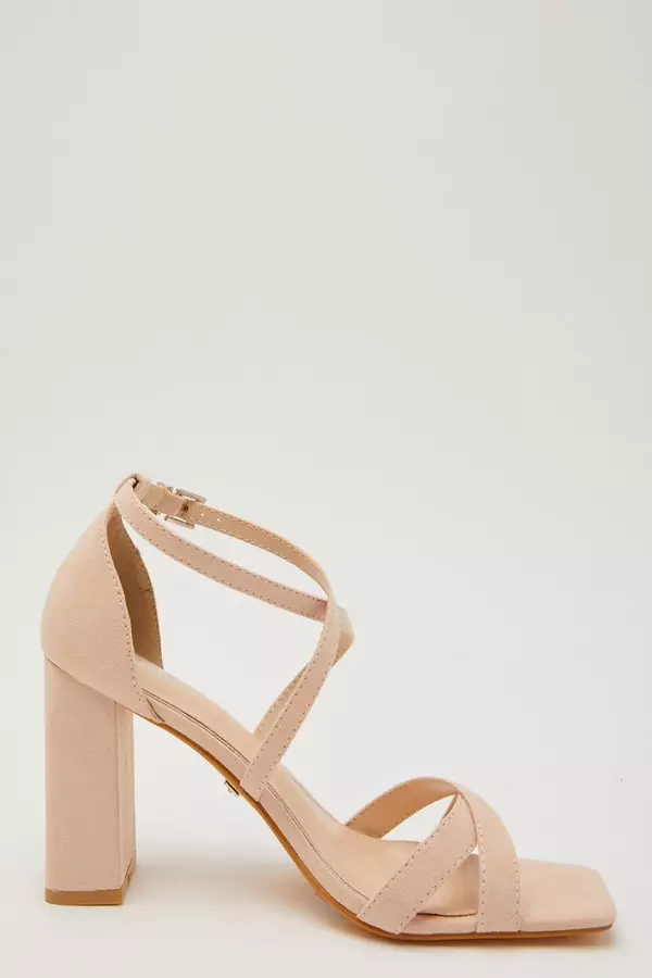 Nude Faux Suede Heeled Sandals