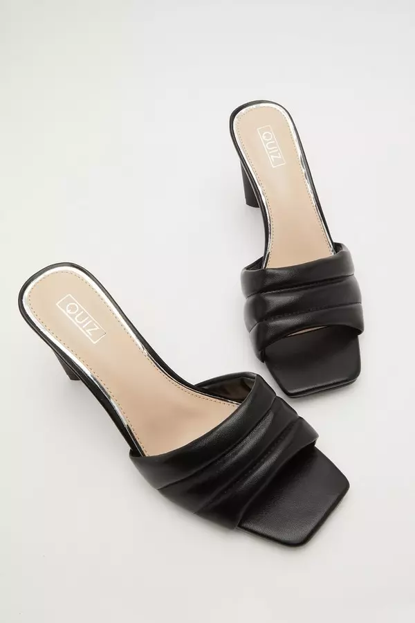 Black Padded Mule Sandals