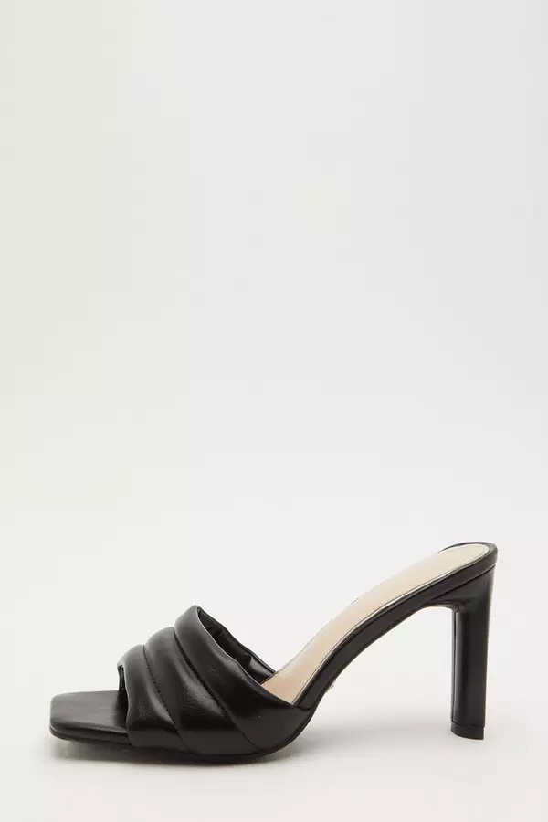 Black Padded Mule Sandals