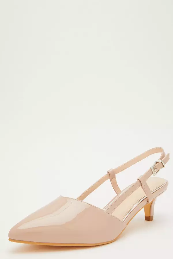 Nude Faux Leather Slingback Court Heels