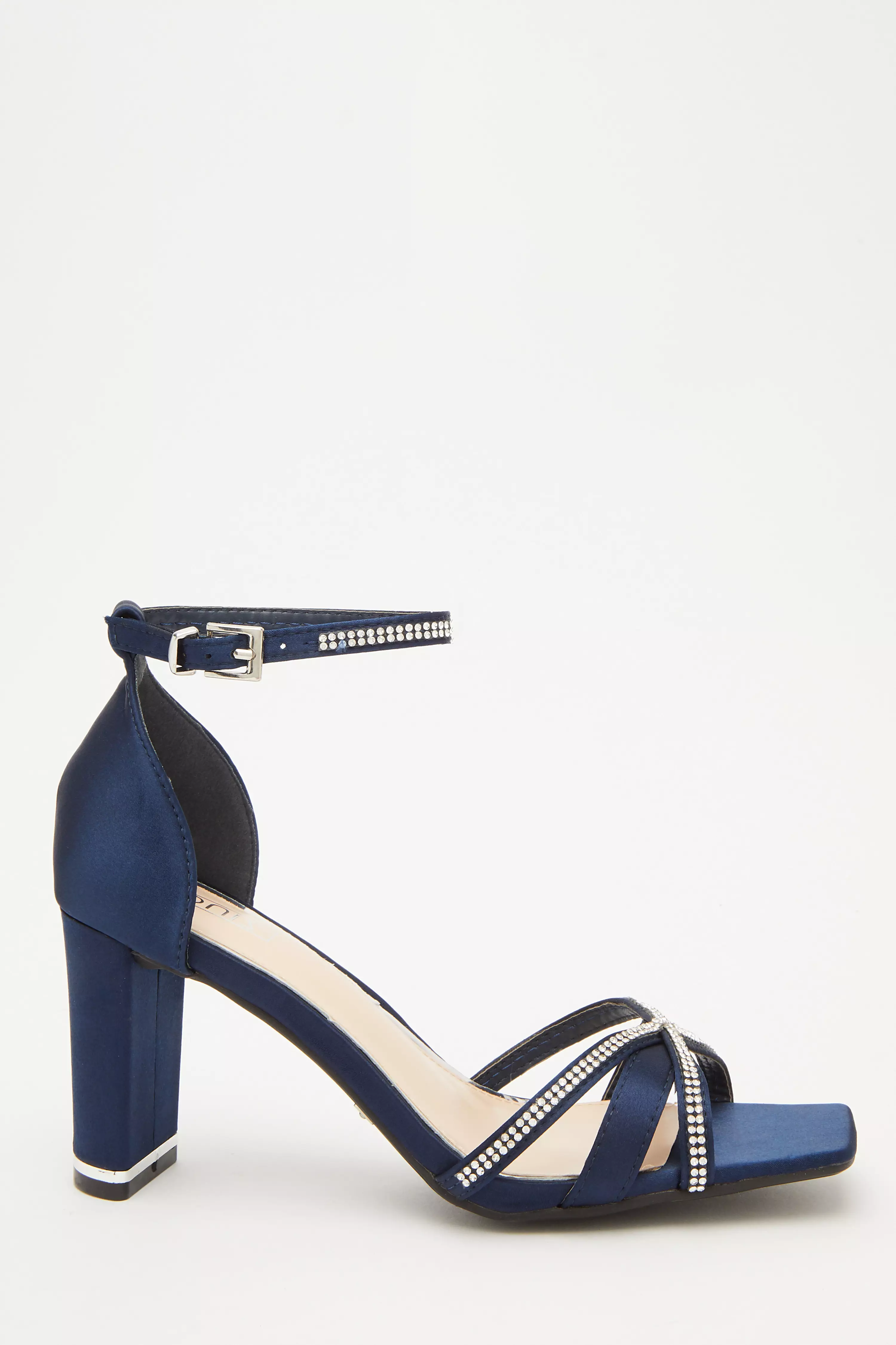 Navy satin hot sale sandals uk