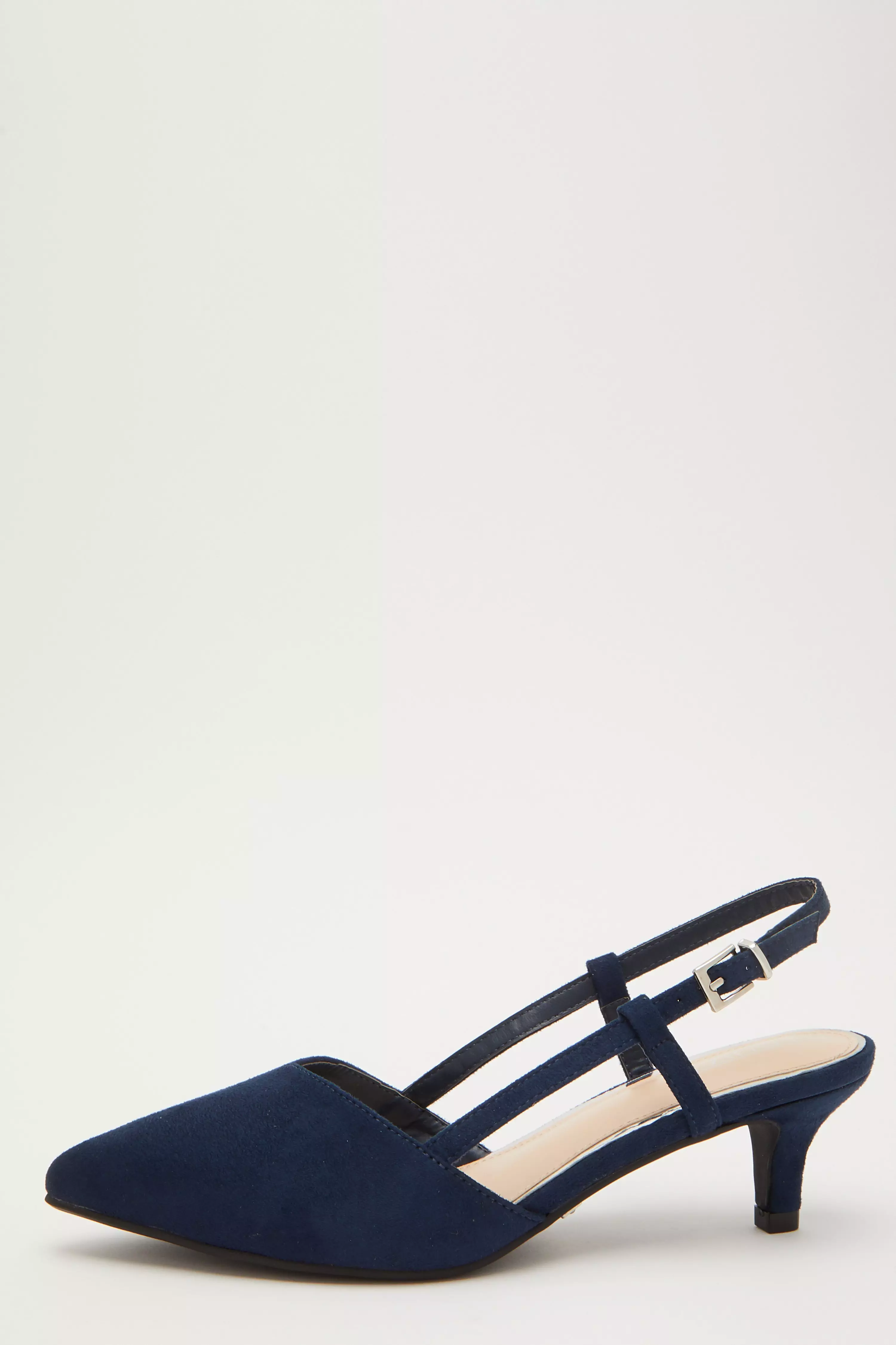 Navy Faux Suede Slingback Court Heels