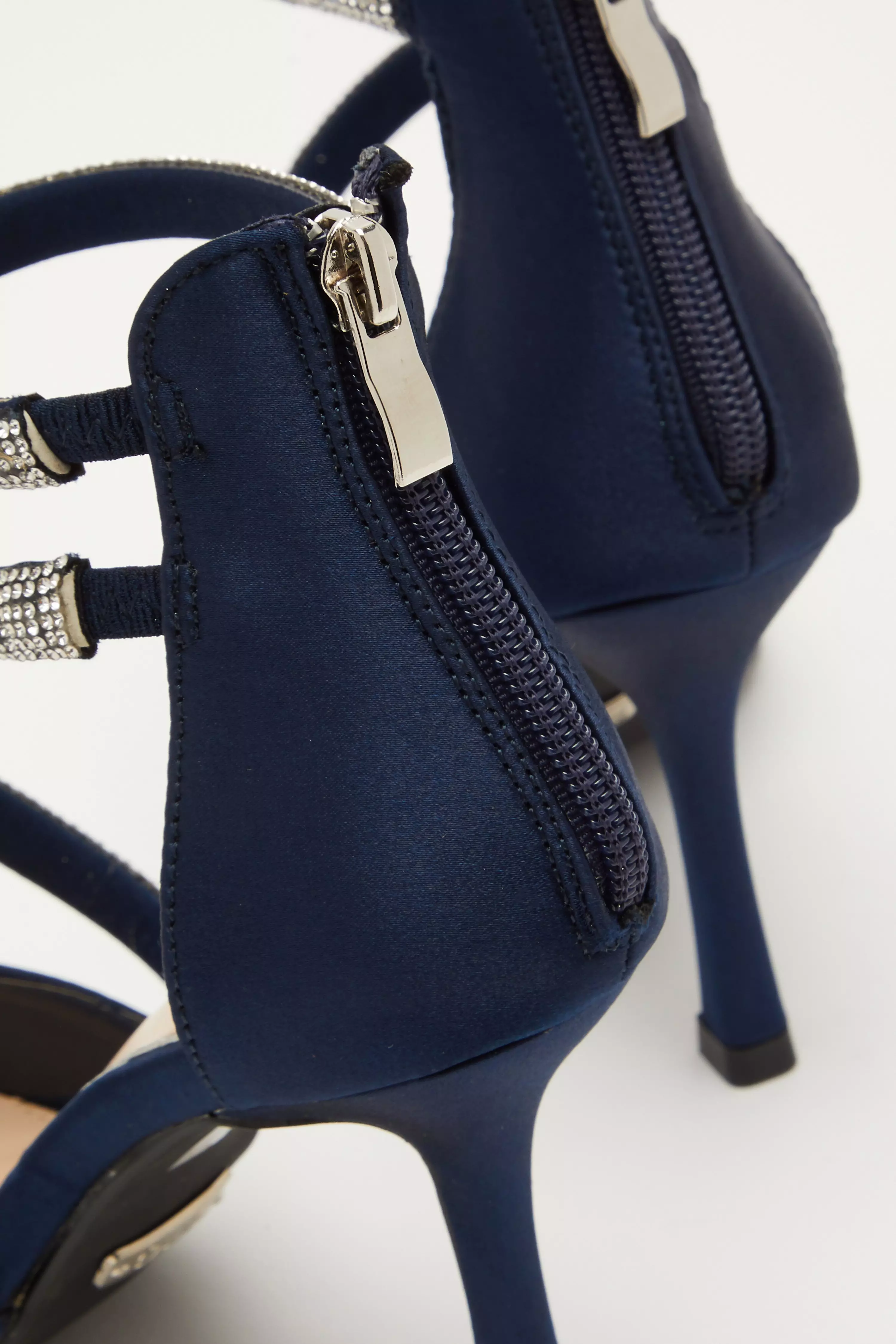 Navy Satin Asymmetric Court Heels