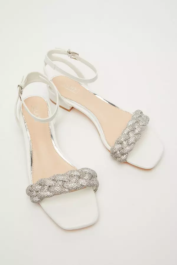 Bridal White Pleated Flat Sandals