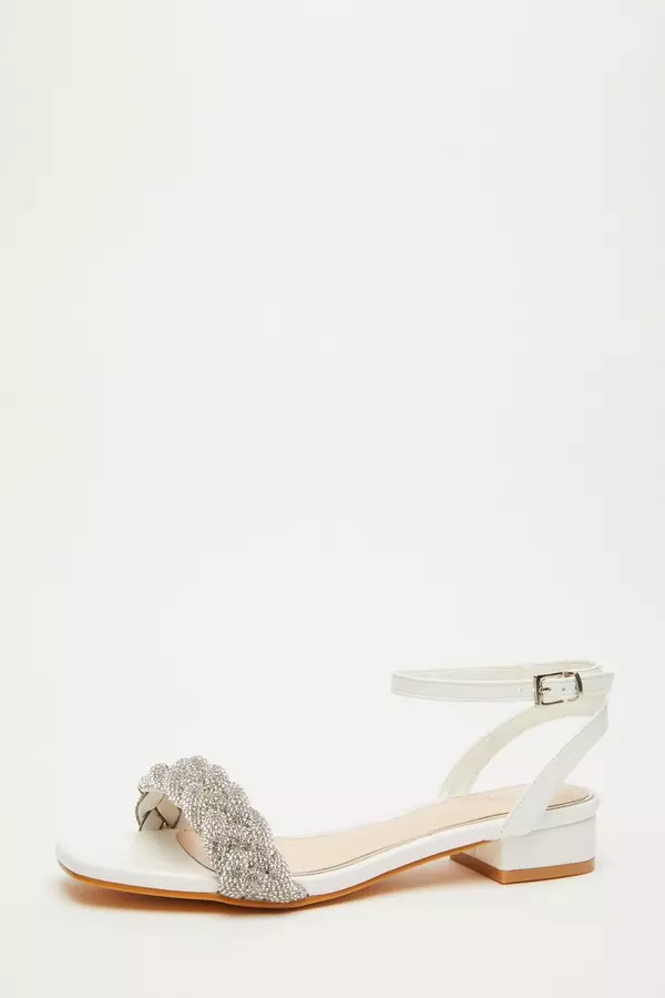 Bridal White Pleated Flat Sandals
