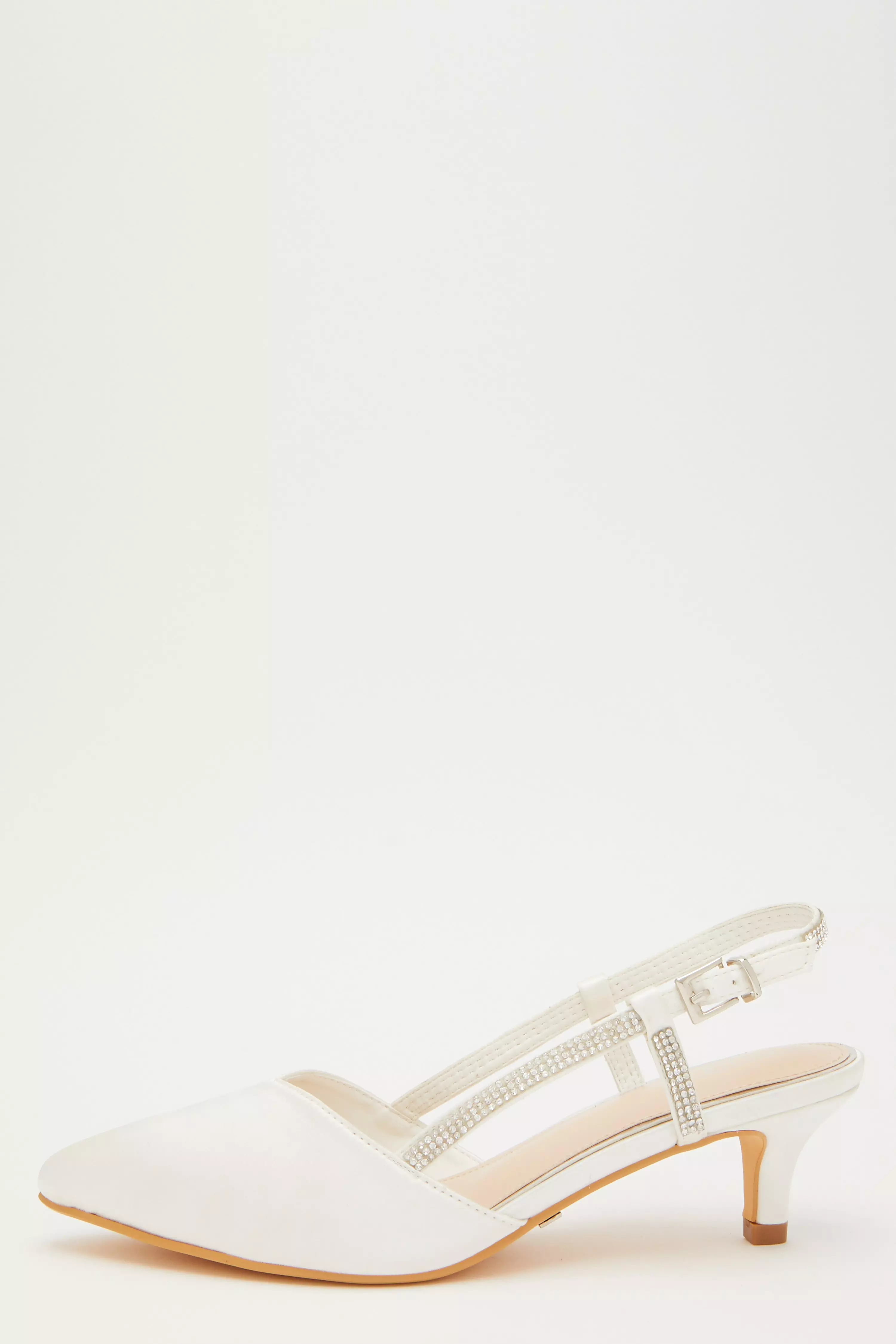 White Satin Slingback Court Heels