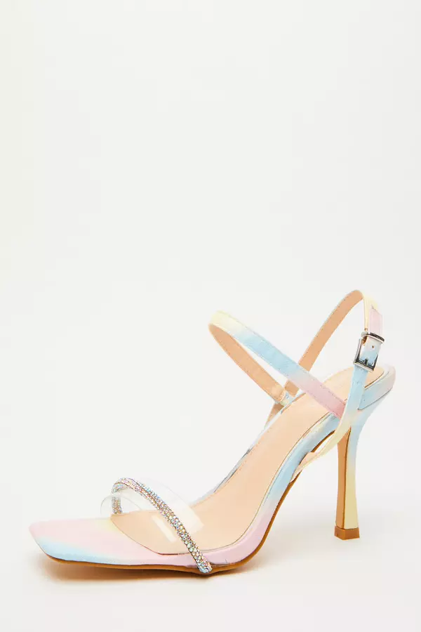 Multicoloured Diamante Heeled Sandals
