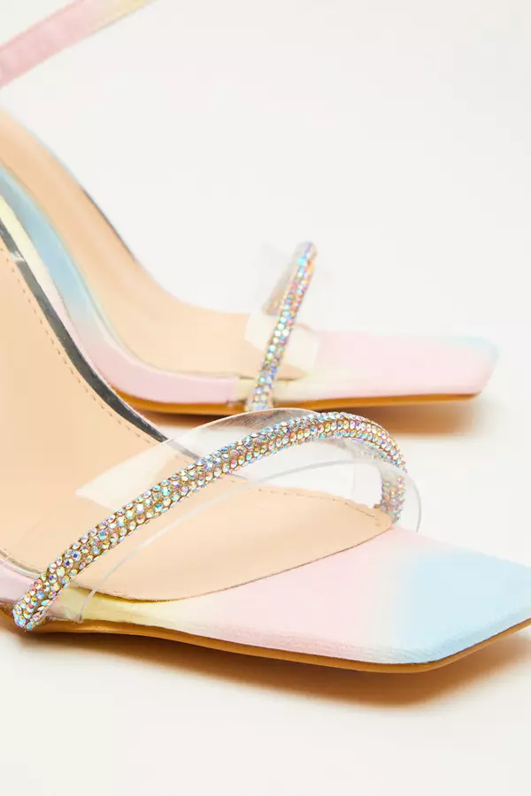 Multicoloured Diamante Heeled Sandals