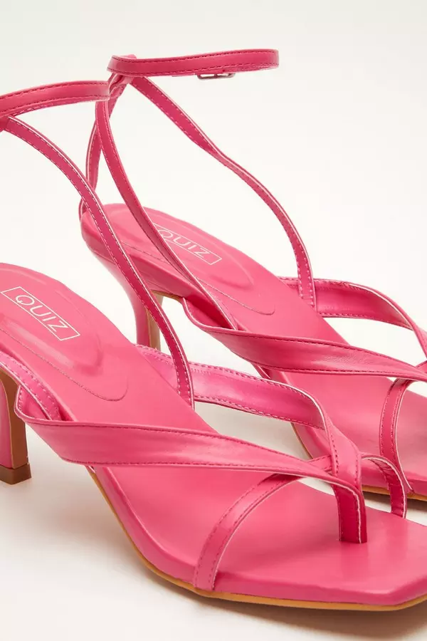 Pink Square Toe Heeled Sandal