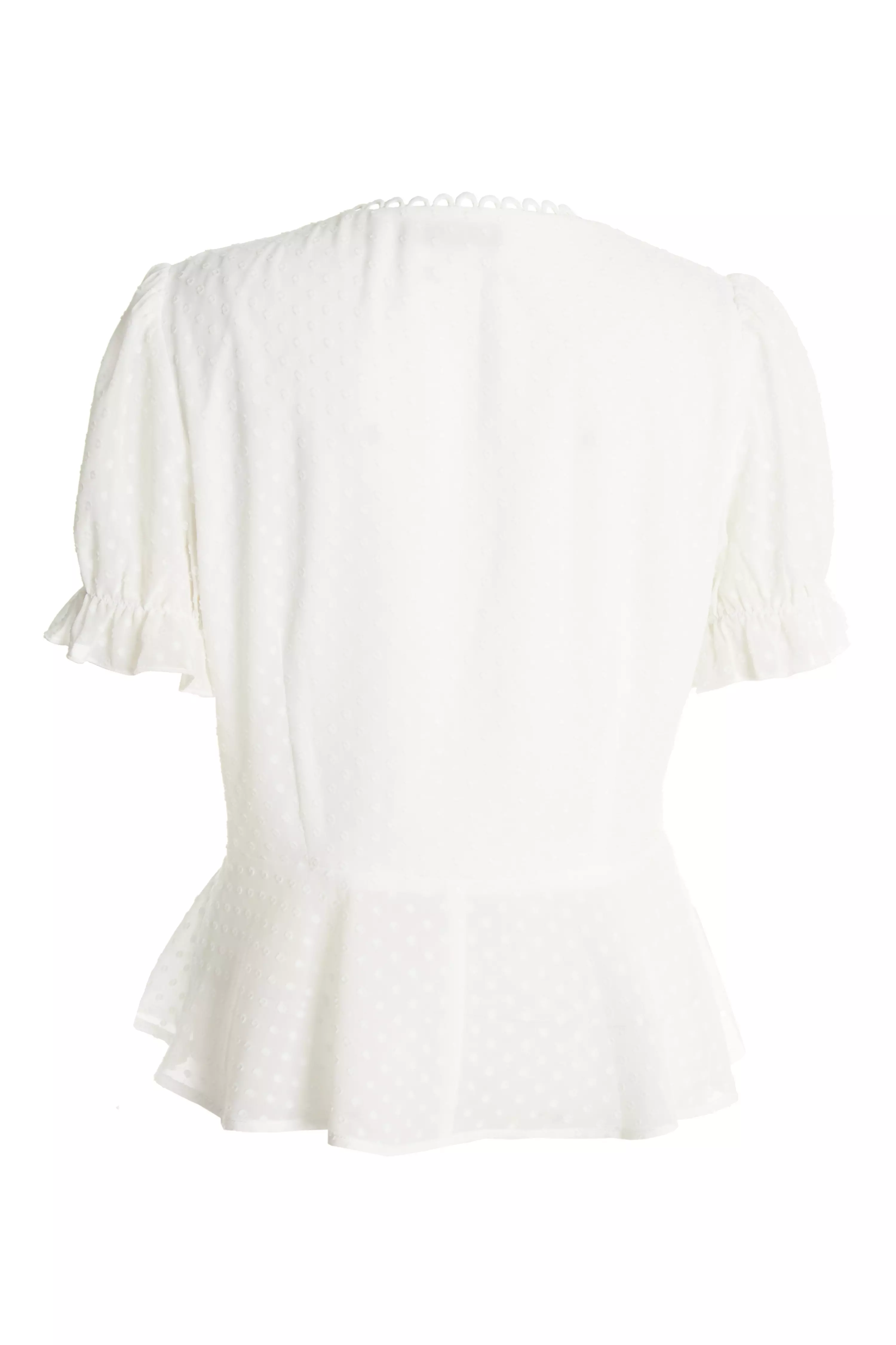 Cream Crochet Detail Peplum Top