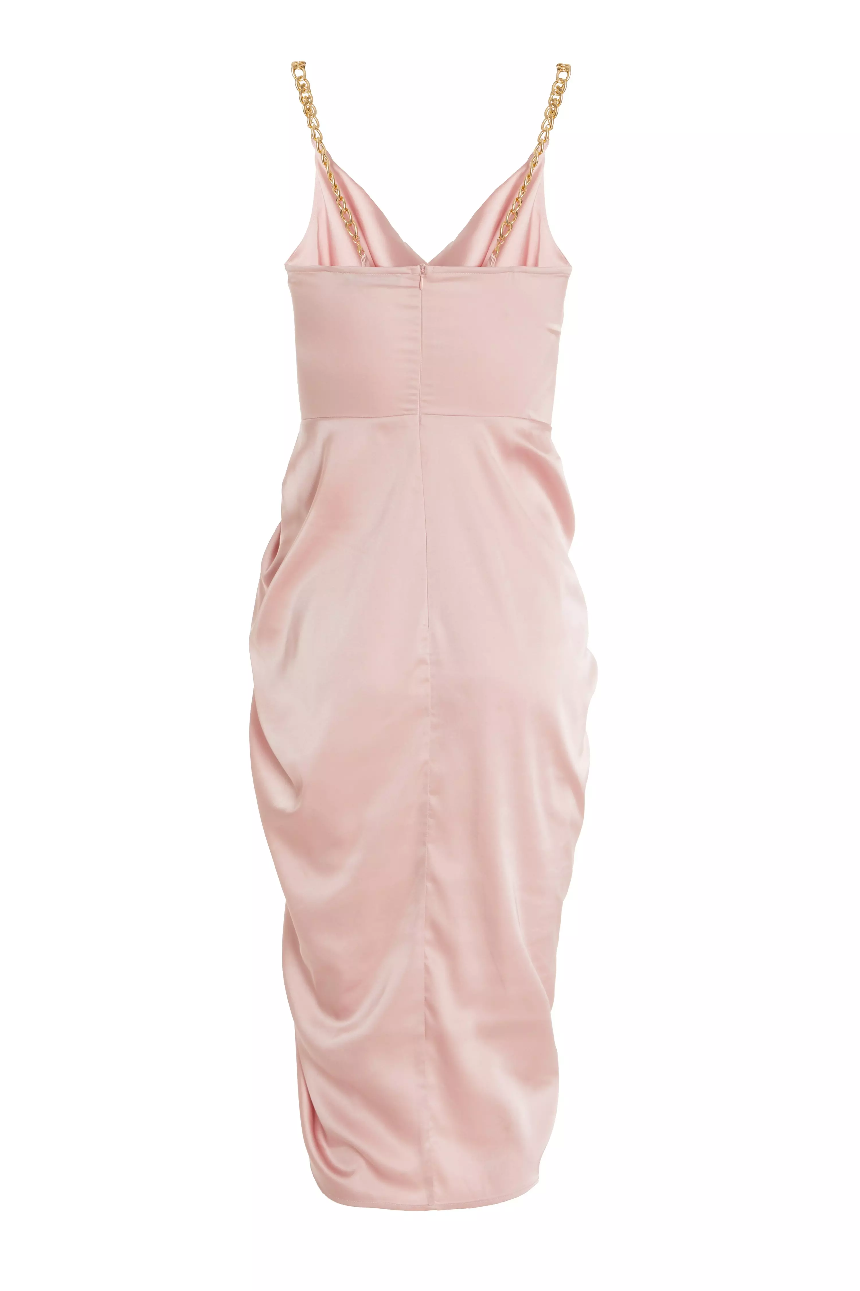 Pink Satin Cowl Neck Dress