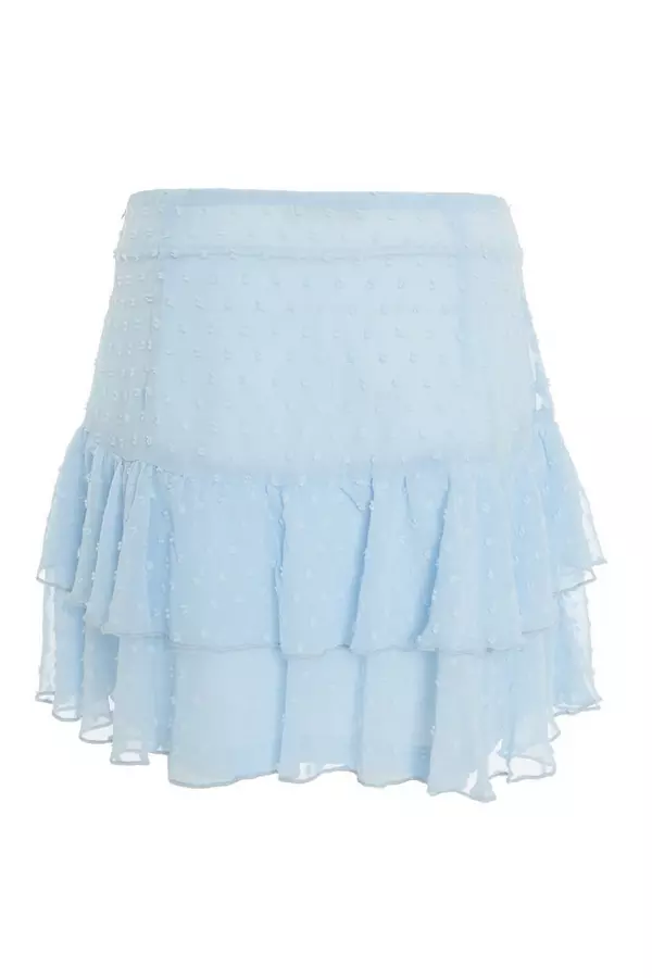 Blue Polka Dot Mini Skirt