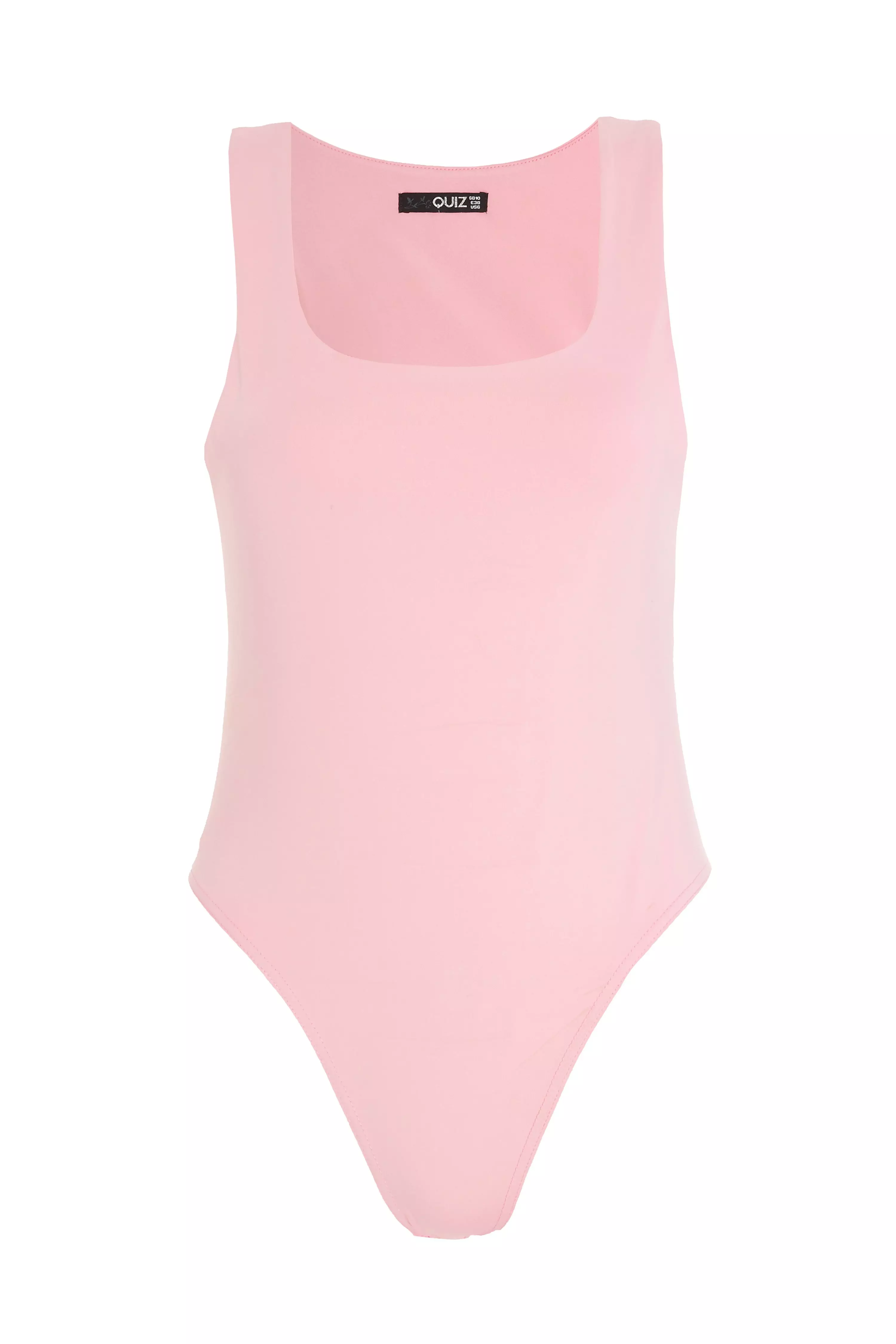 Pink Square Neck Bodysuit