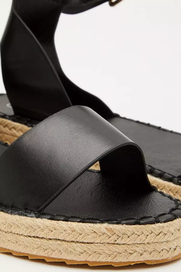Black Faux Leather Flatforms