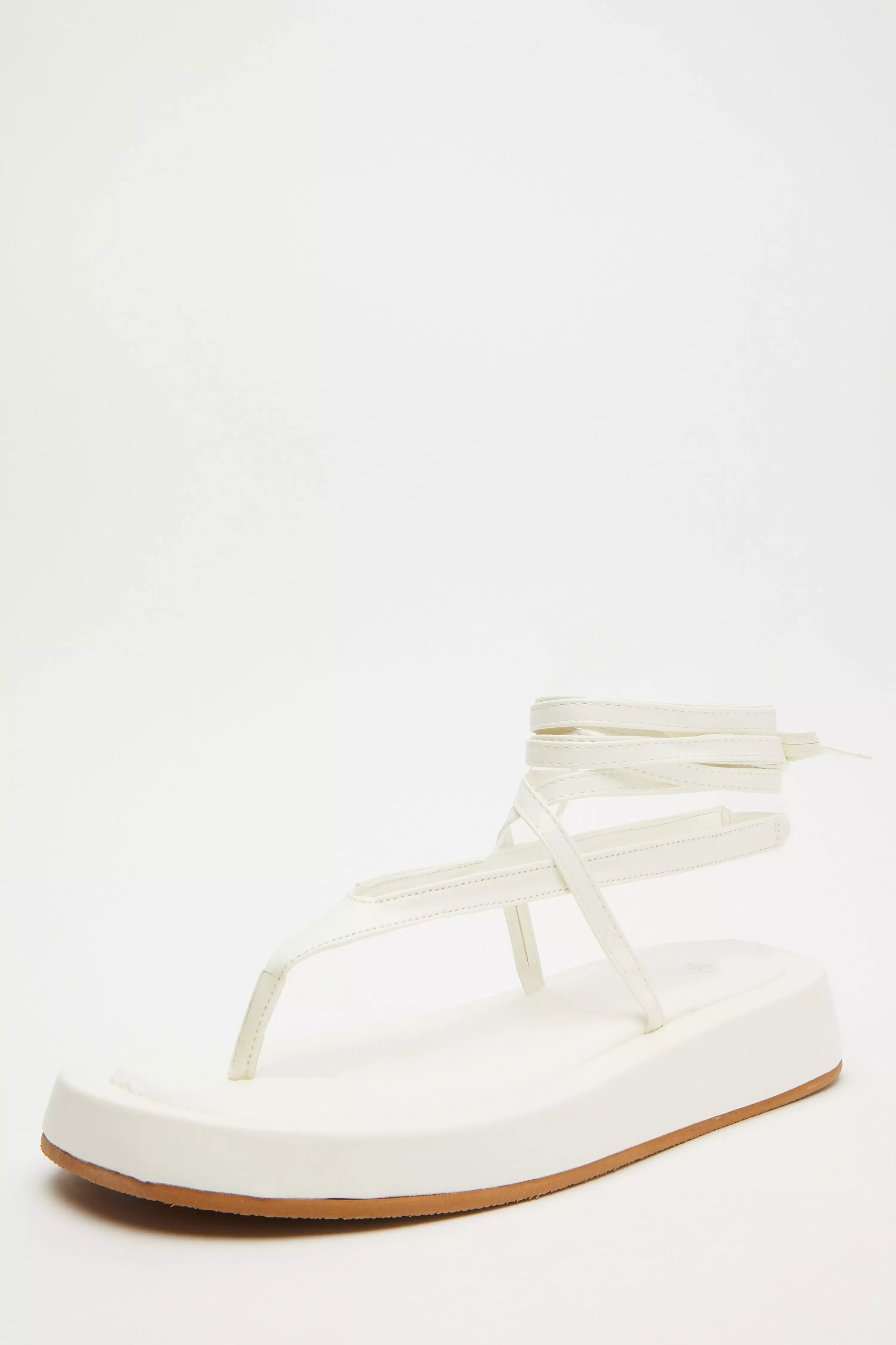 White Tie Up Flatforms